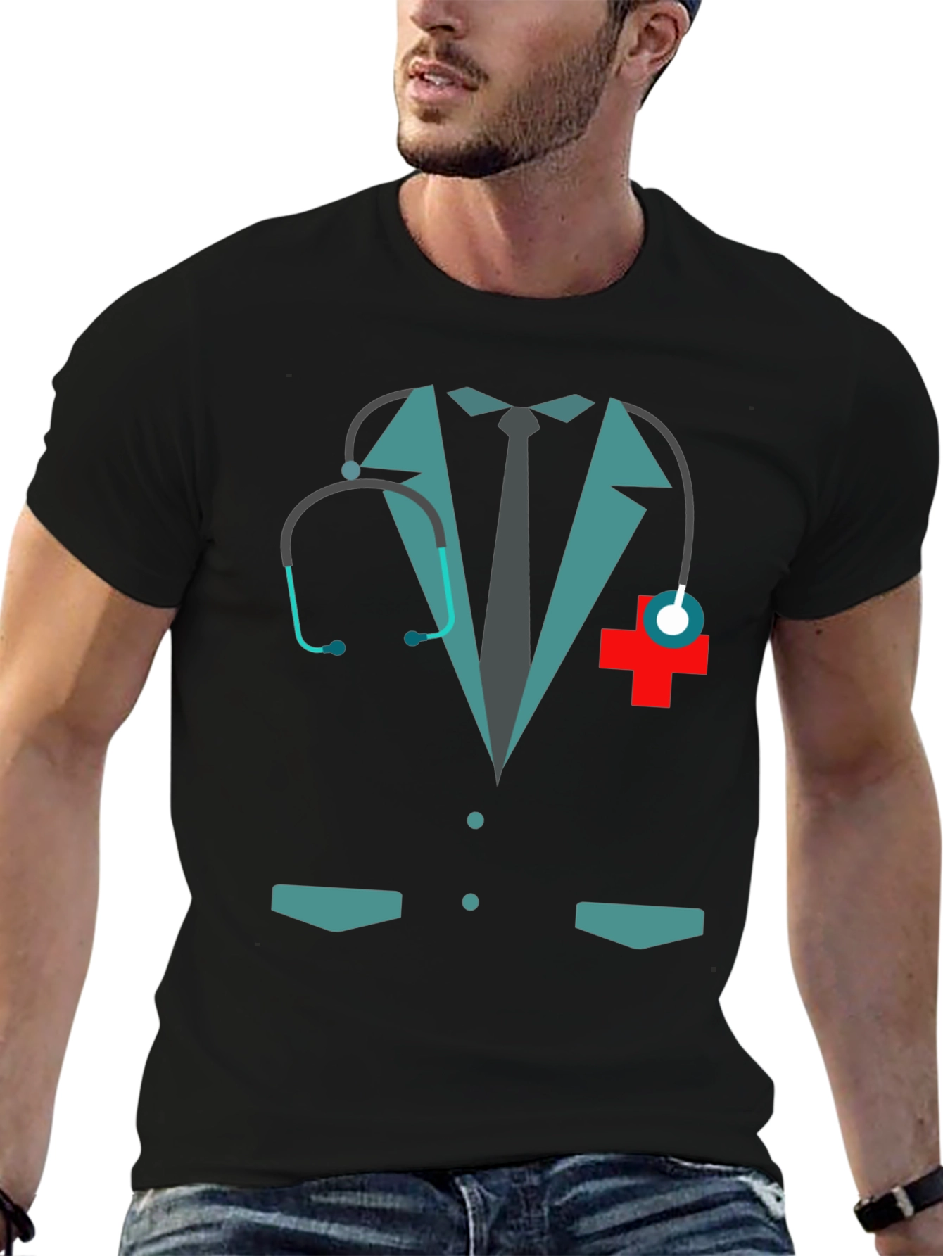 Black Doctor Costume Graphic Tee - Novelty Design view 6