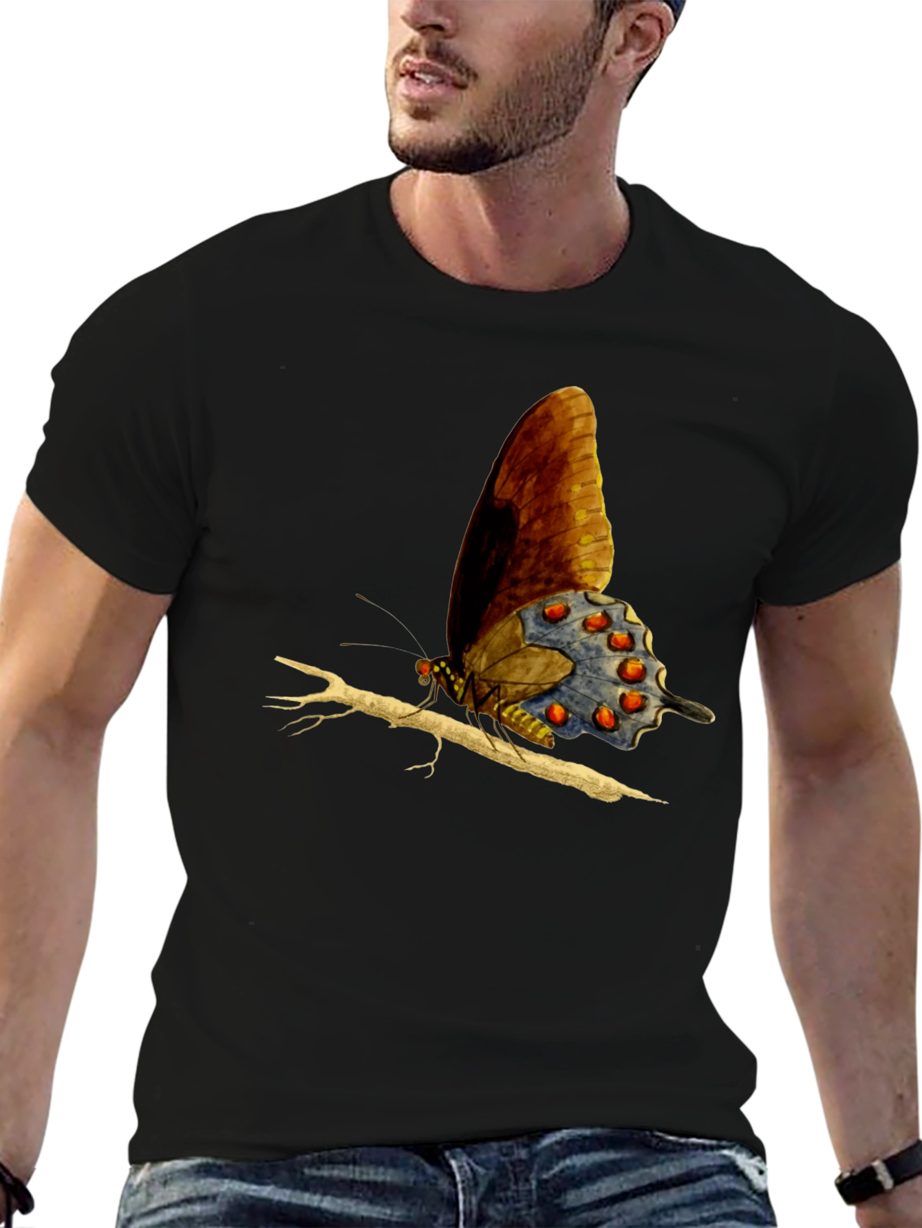 Butterfly Graphic Tee - Men's Black T-Shirt - 6