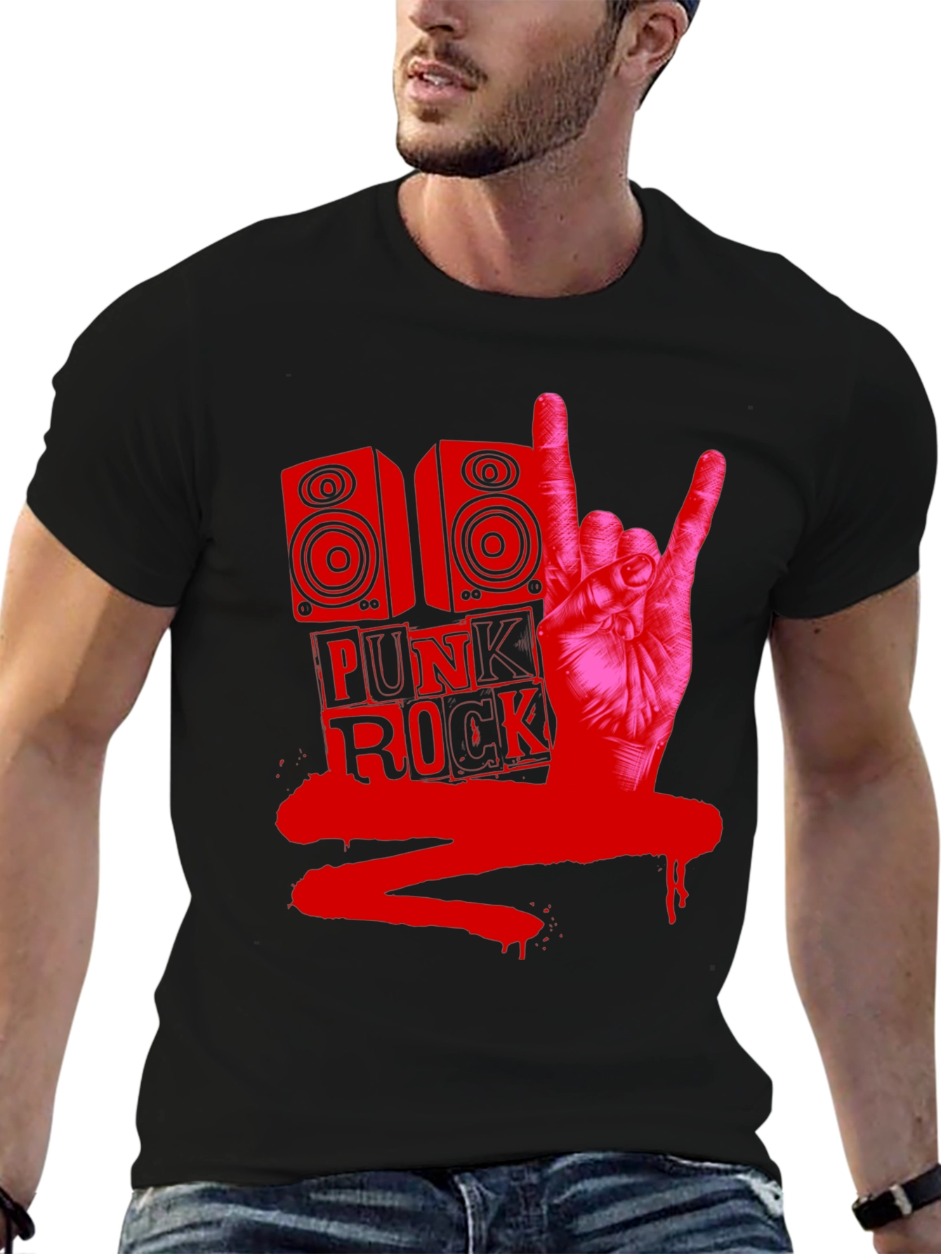 Black Punk Rock Graphic Tee view 6