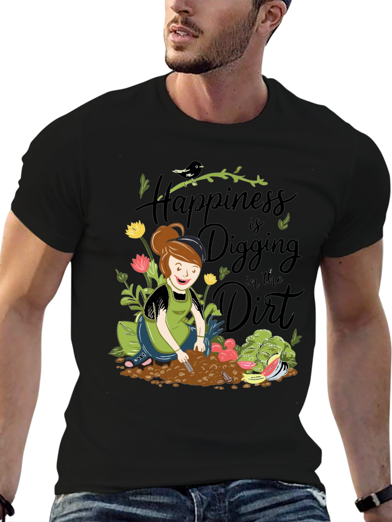 Black Gardening T-Shirt - Digging in the Dirt view 6