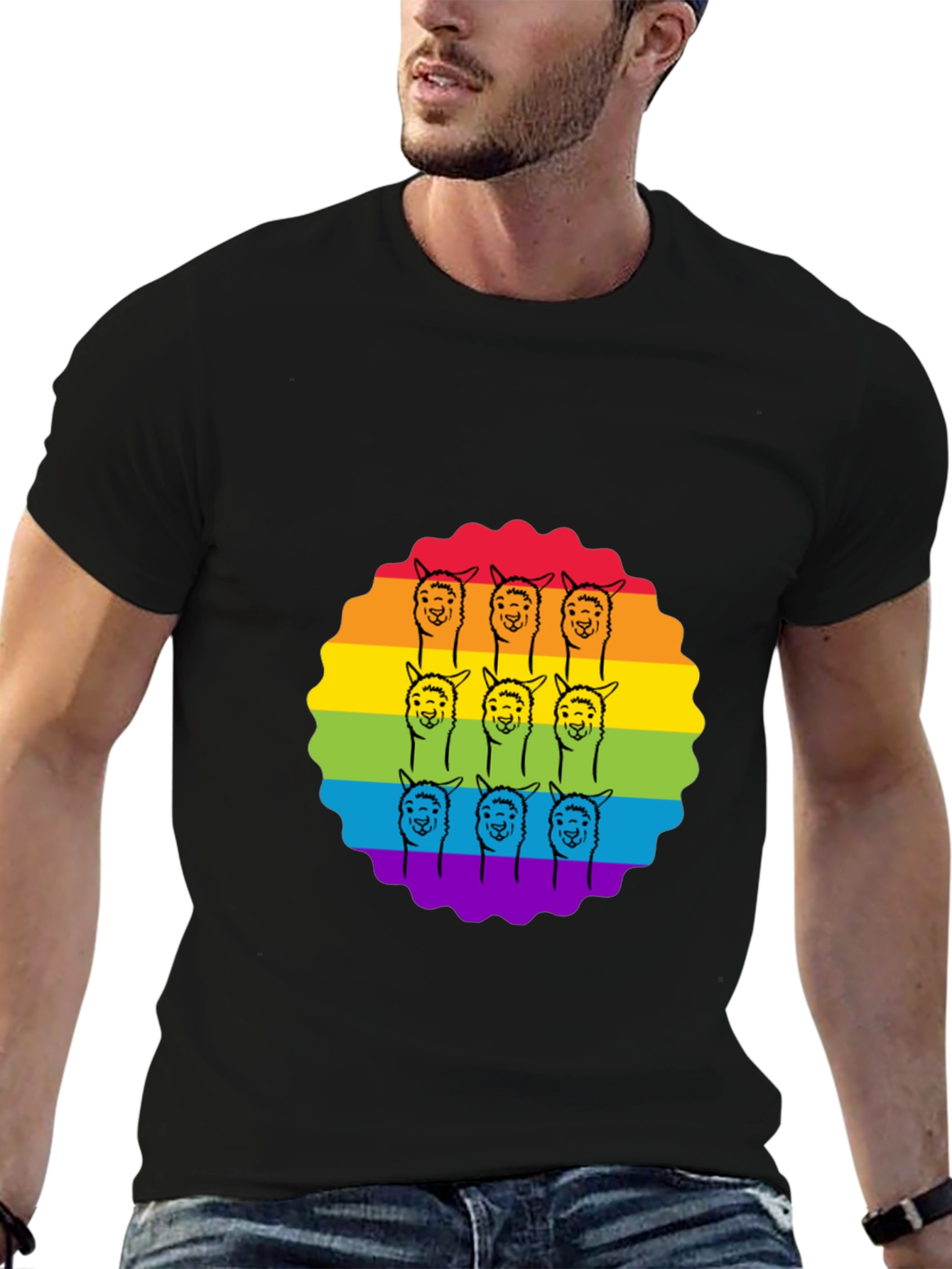 Black Rainbow Alpaca T-Shirt view 6