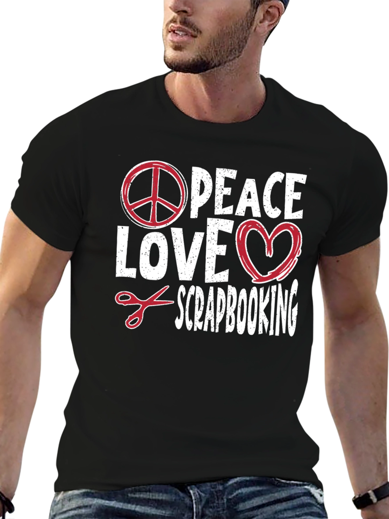 Black Peace Love Scrapbooking Graphic Tee view 6