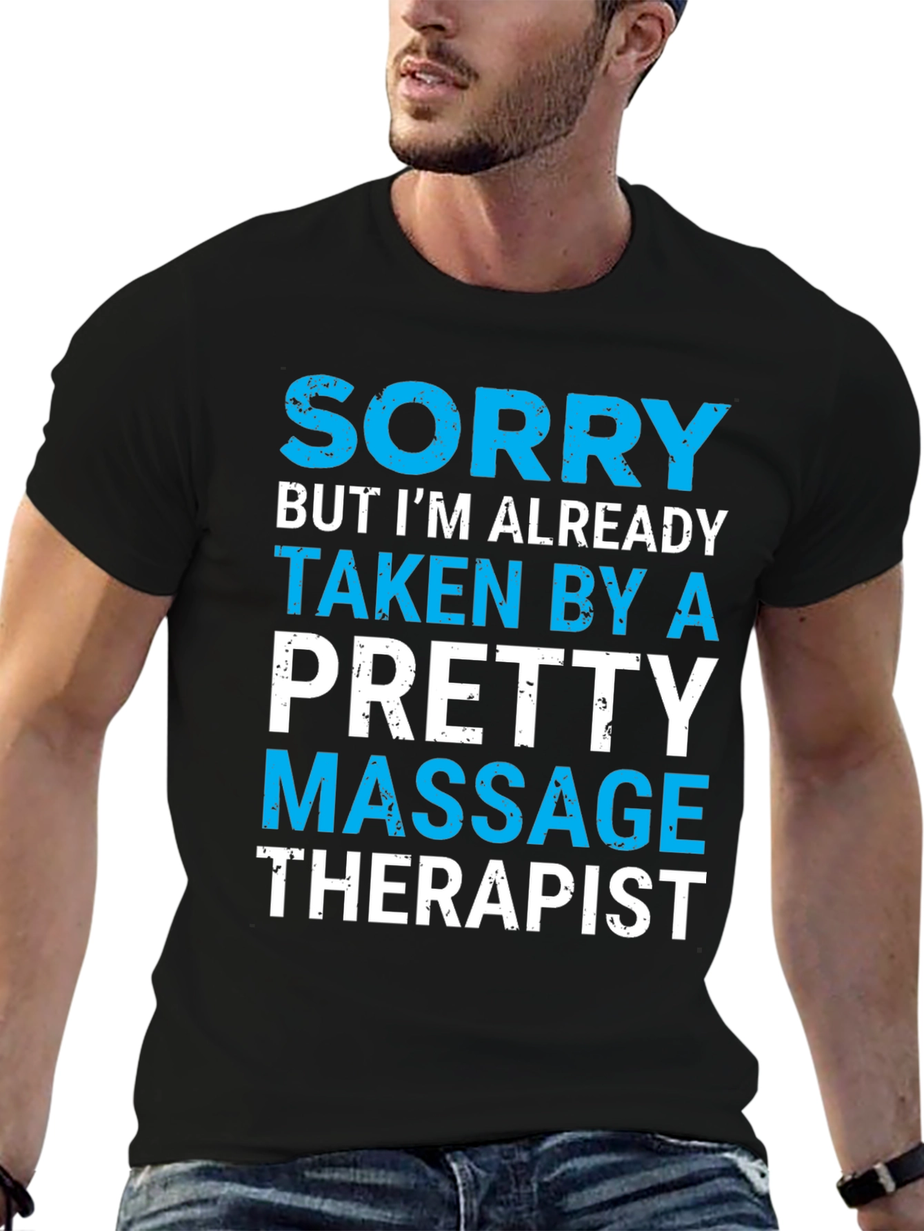 Black Sorry Taken By A Pretty Massage Therapist T-Shirt view 6