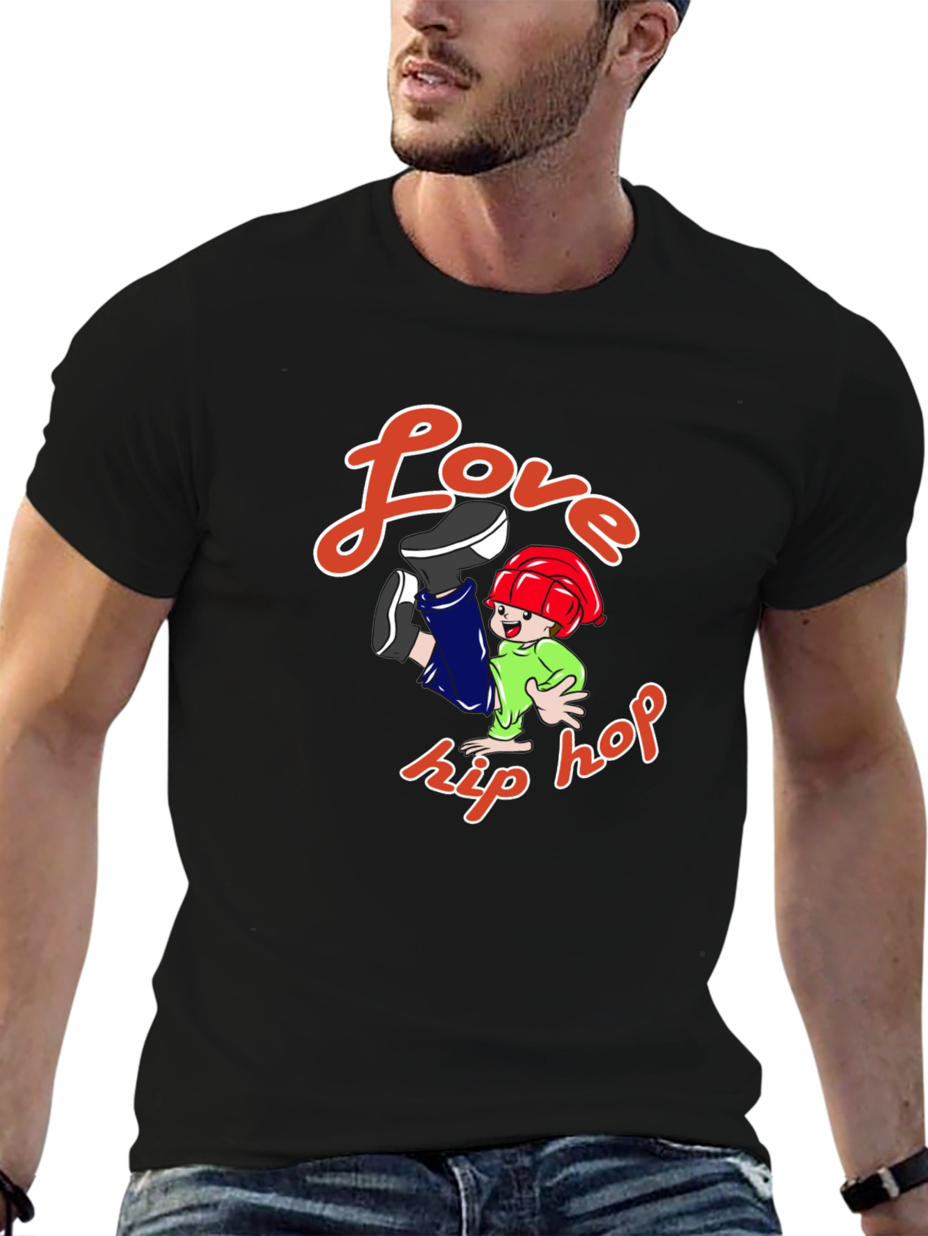 Black Love Hip Hop Graphic T-Shirt - Black view 6