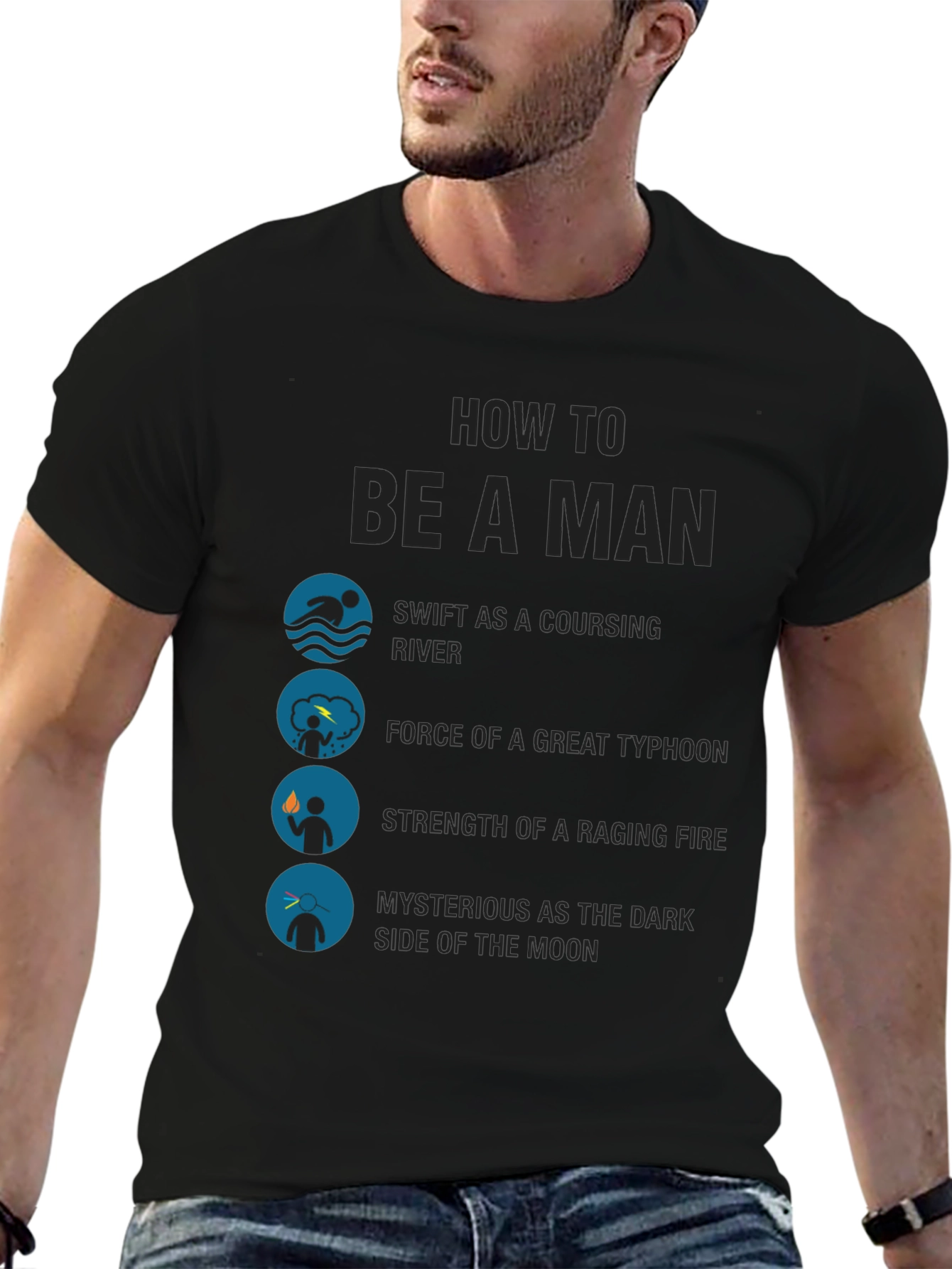 Black How to Be a Man Graphic T-Shirt view 6