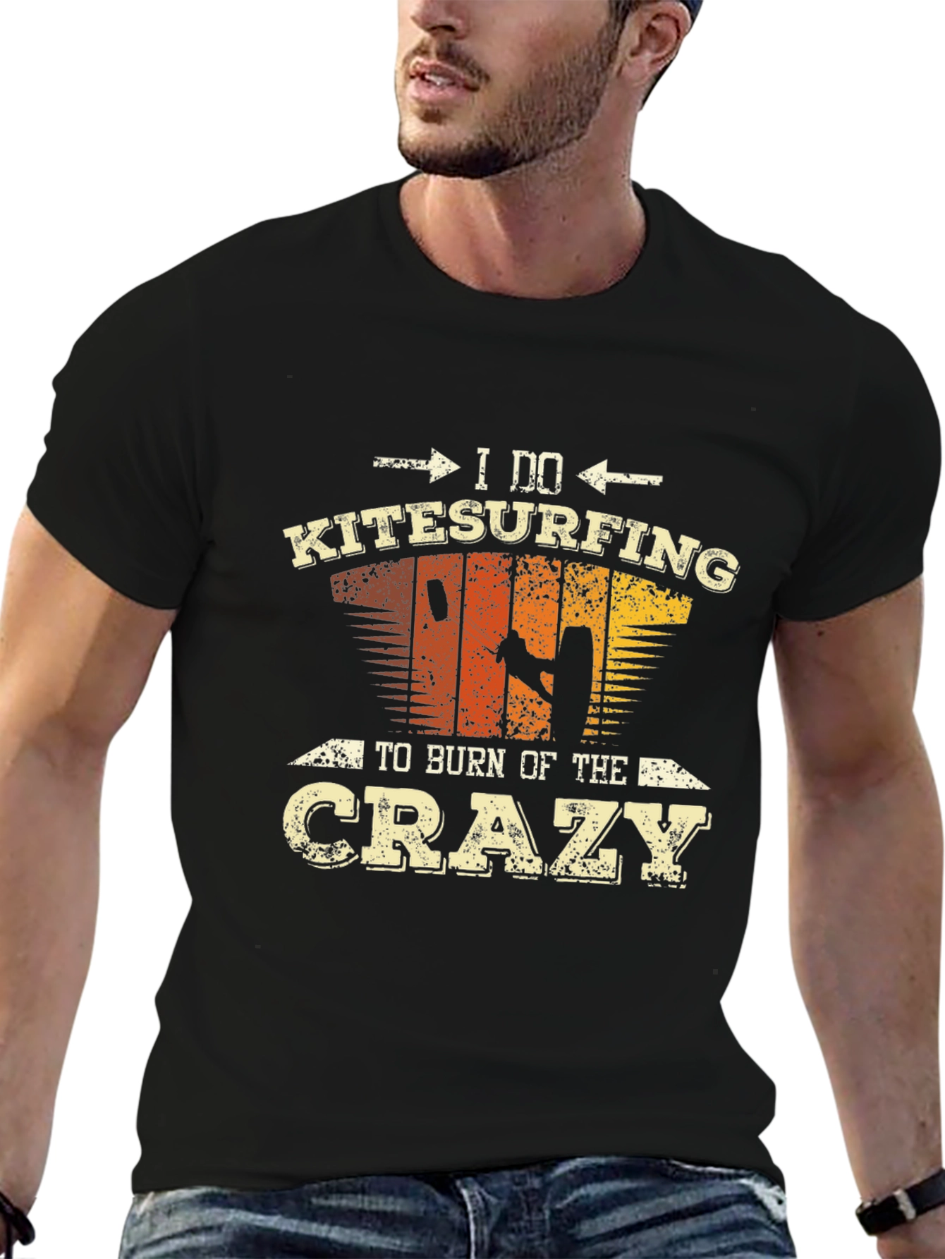 Black Kitesurfing Burnout Funny Graphic Tee view 6