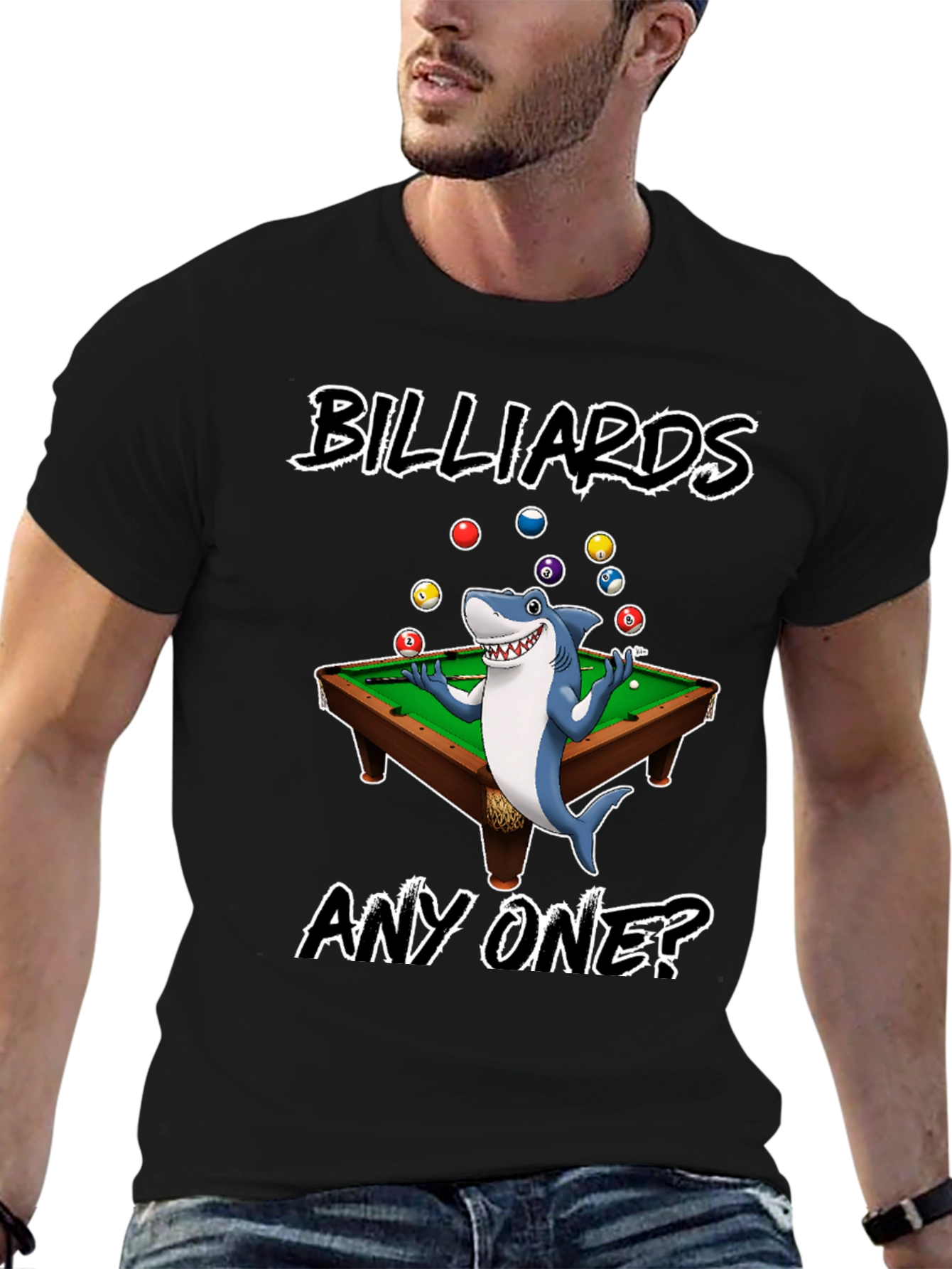 Black Billiards Shark Graphic T-Shirt view 6