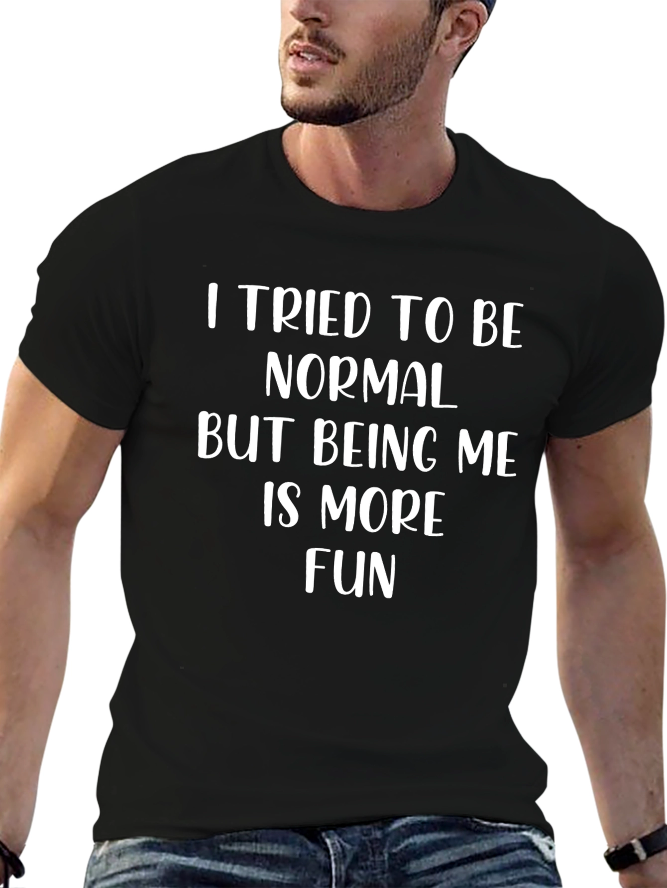 Black Funny Novelty Graphic T-Shirt - I Tried to Be Normal view 6