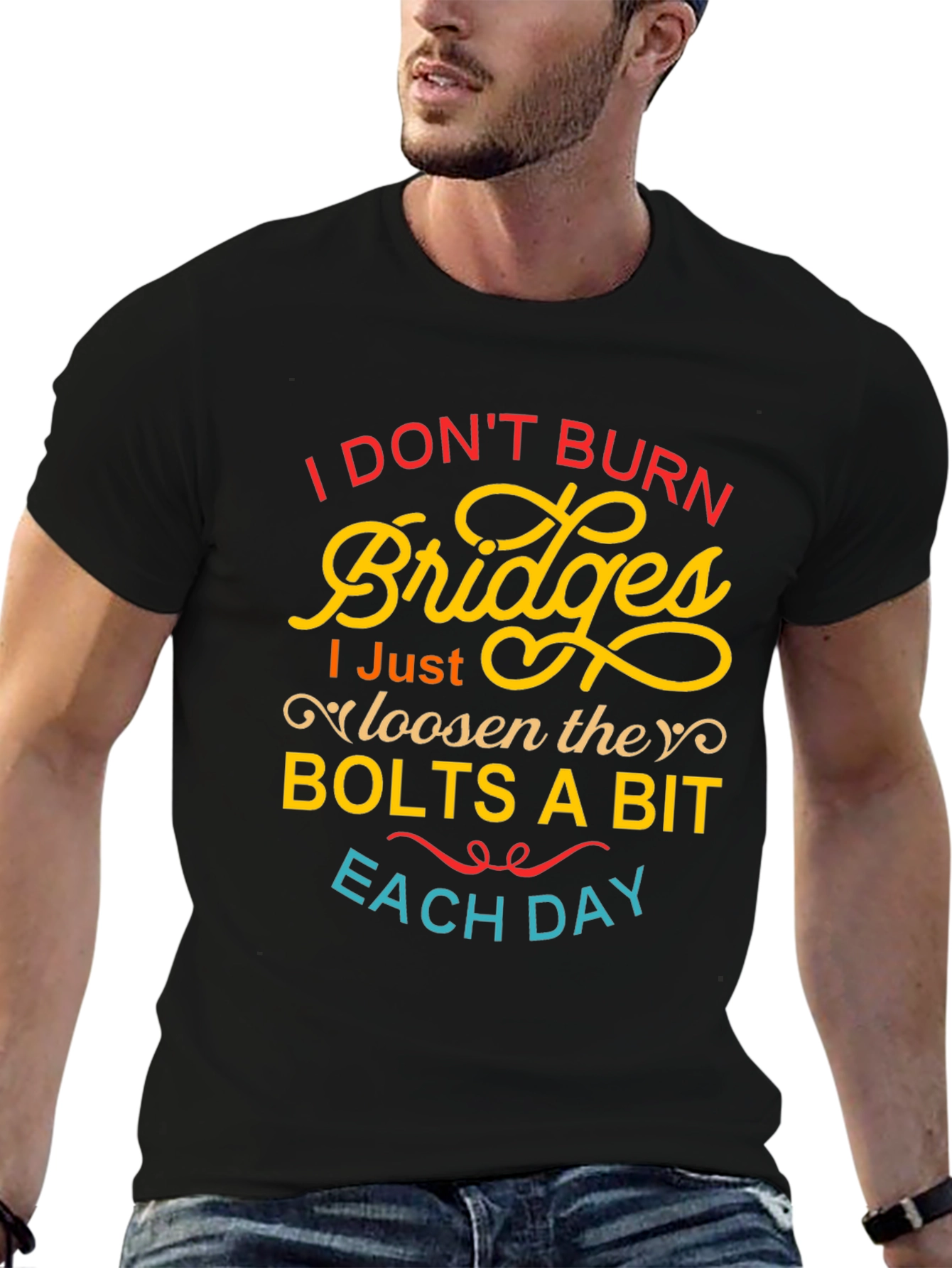 Black I Don't Burn Bridges Funny Graphic Tee view 6