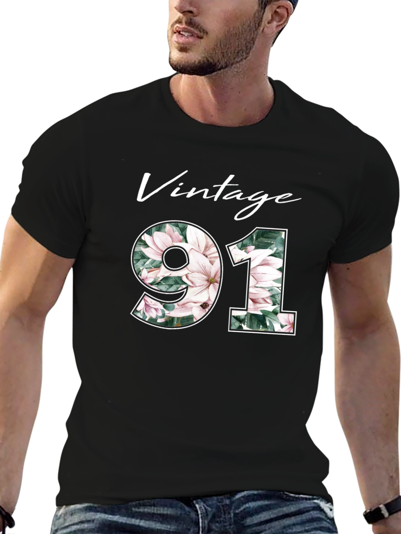 Black Vintage 91 Floral Black T-Shirt view 6