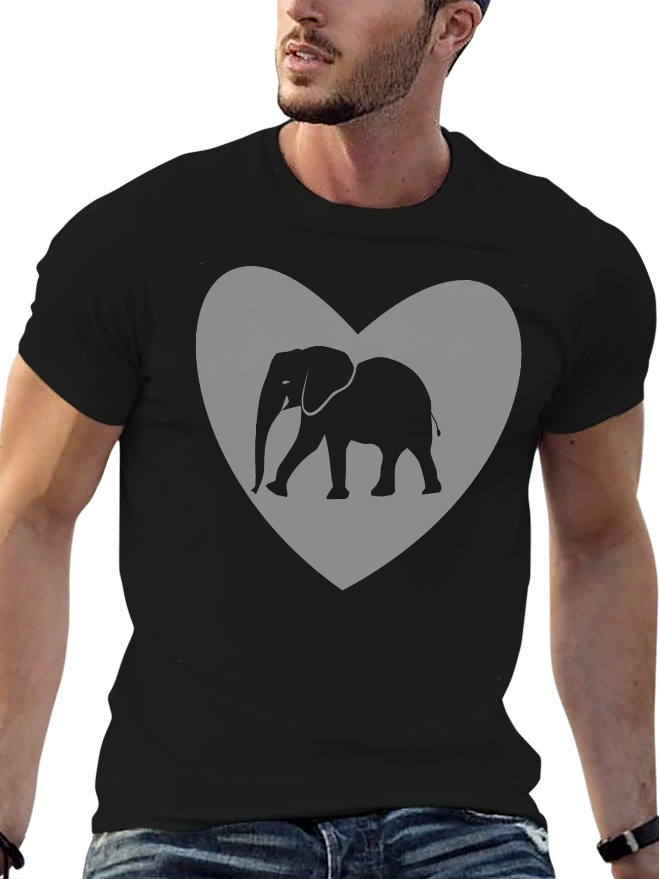 Black Elephant Heart Graphic Tee - Black view 6