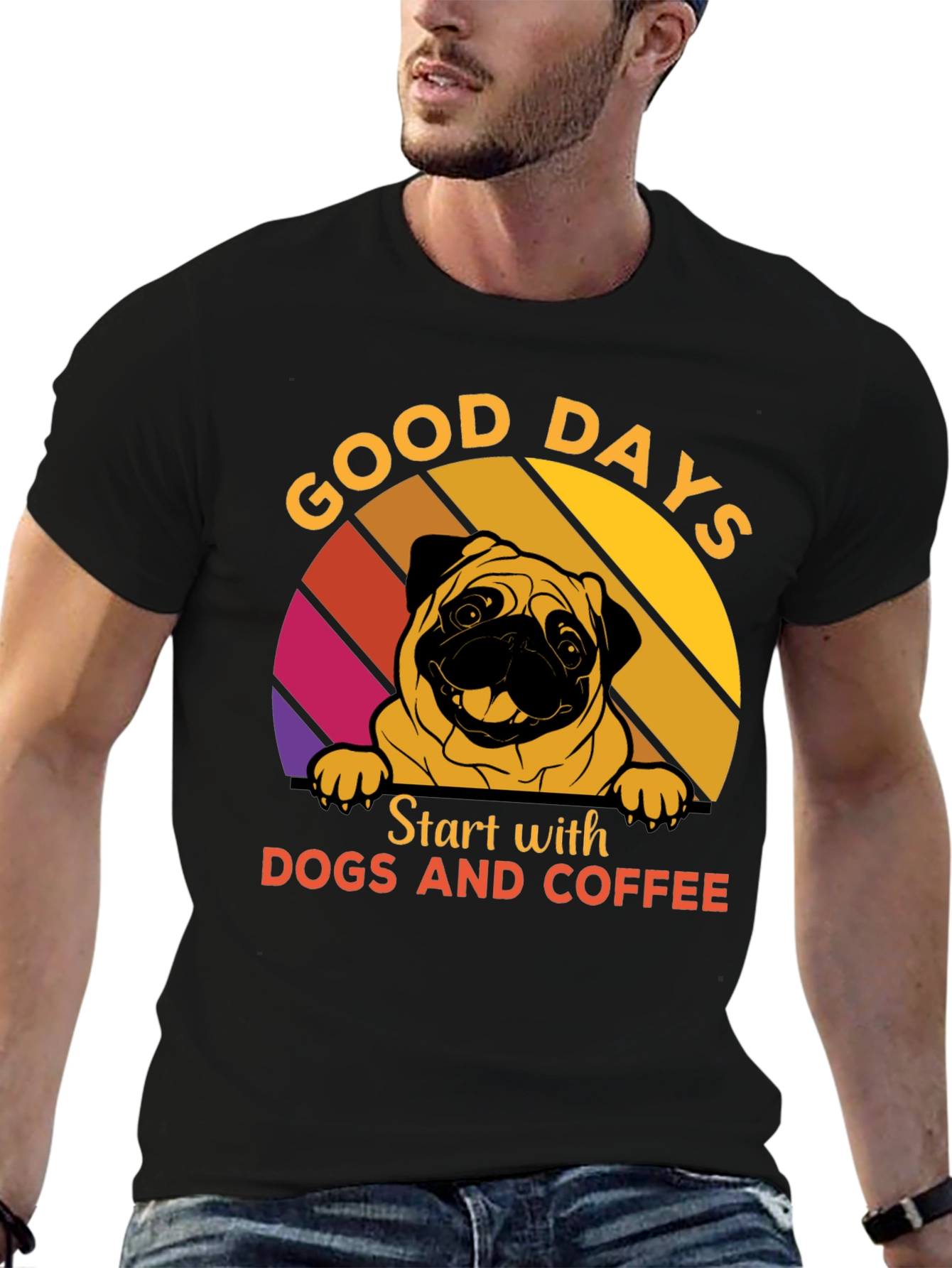 Black Good Days Dog and Coffee T-Shirt view 6