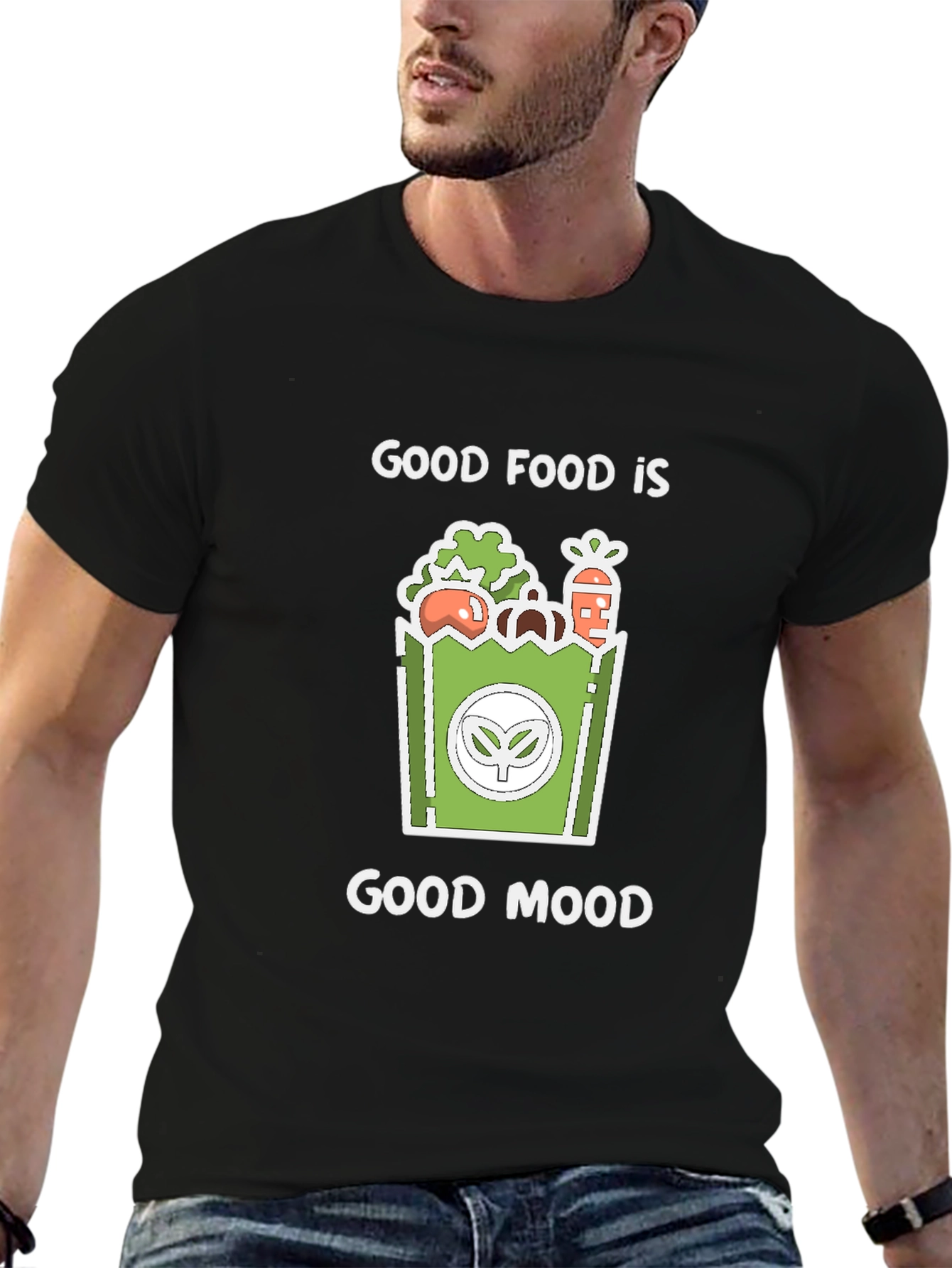 Black Good Food, Good Mood Graphic Tee - Black view 6