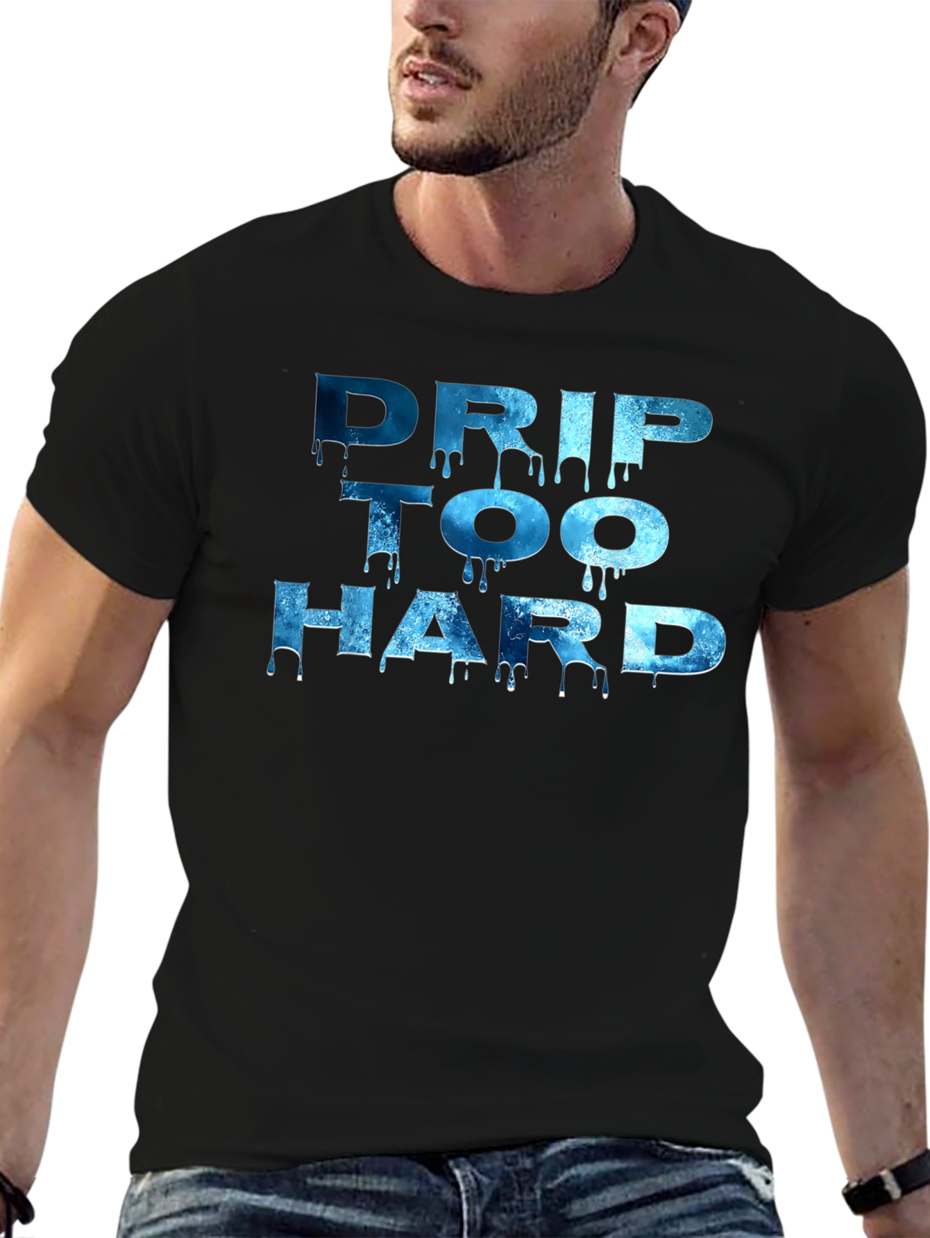 Black Drip Too Hard Graphic T-Shirt - Black view 6