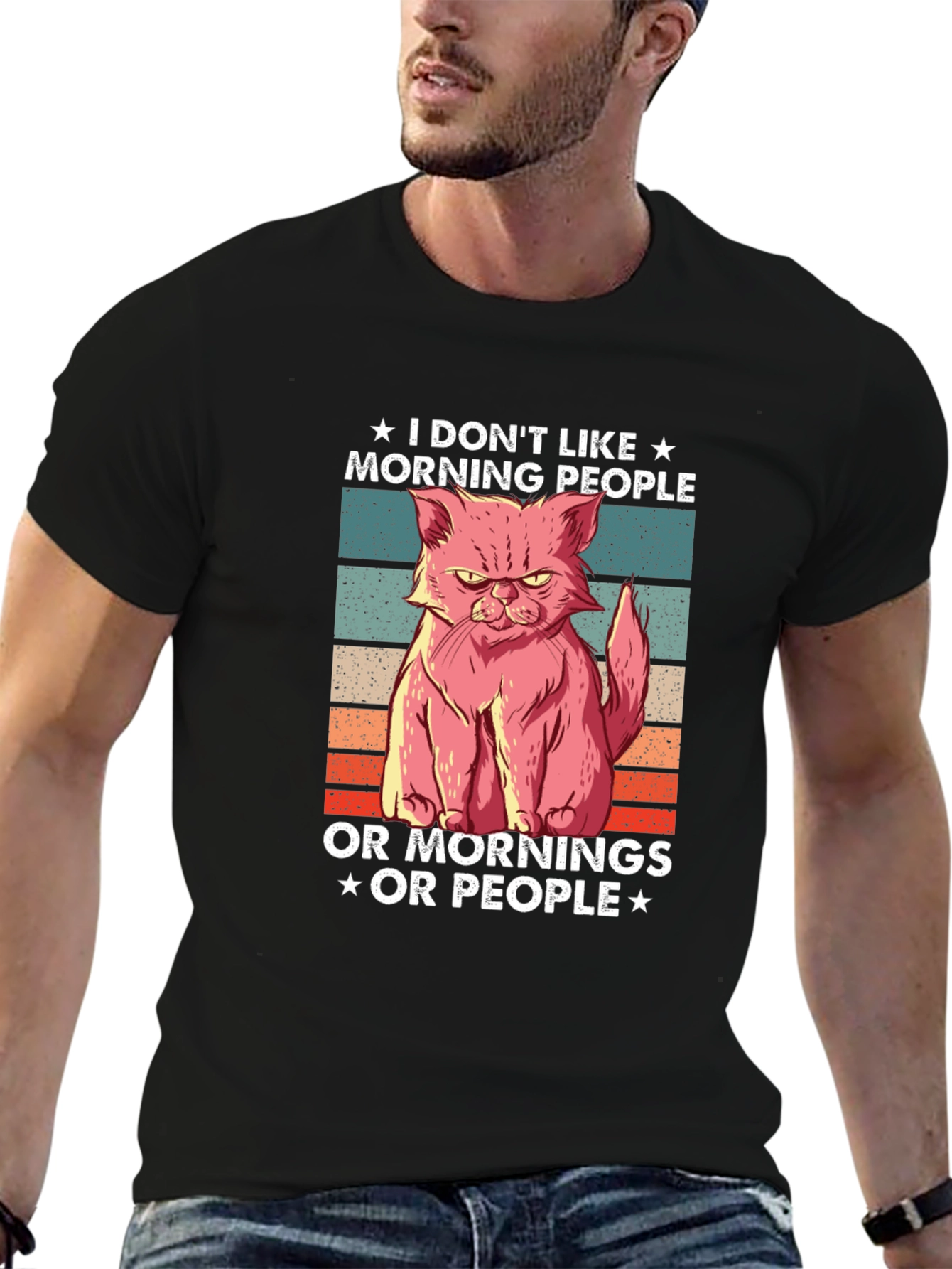 Black Grumpy Cat Tee - I Don't Like Mornings view 6