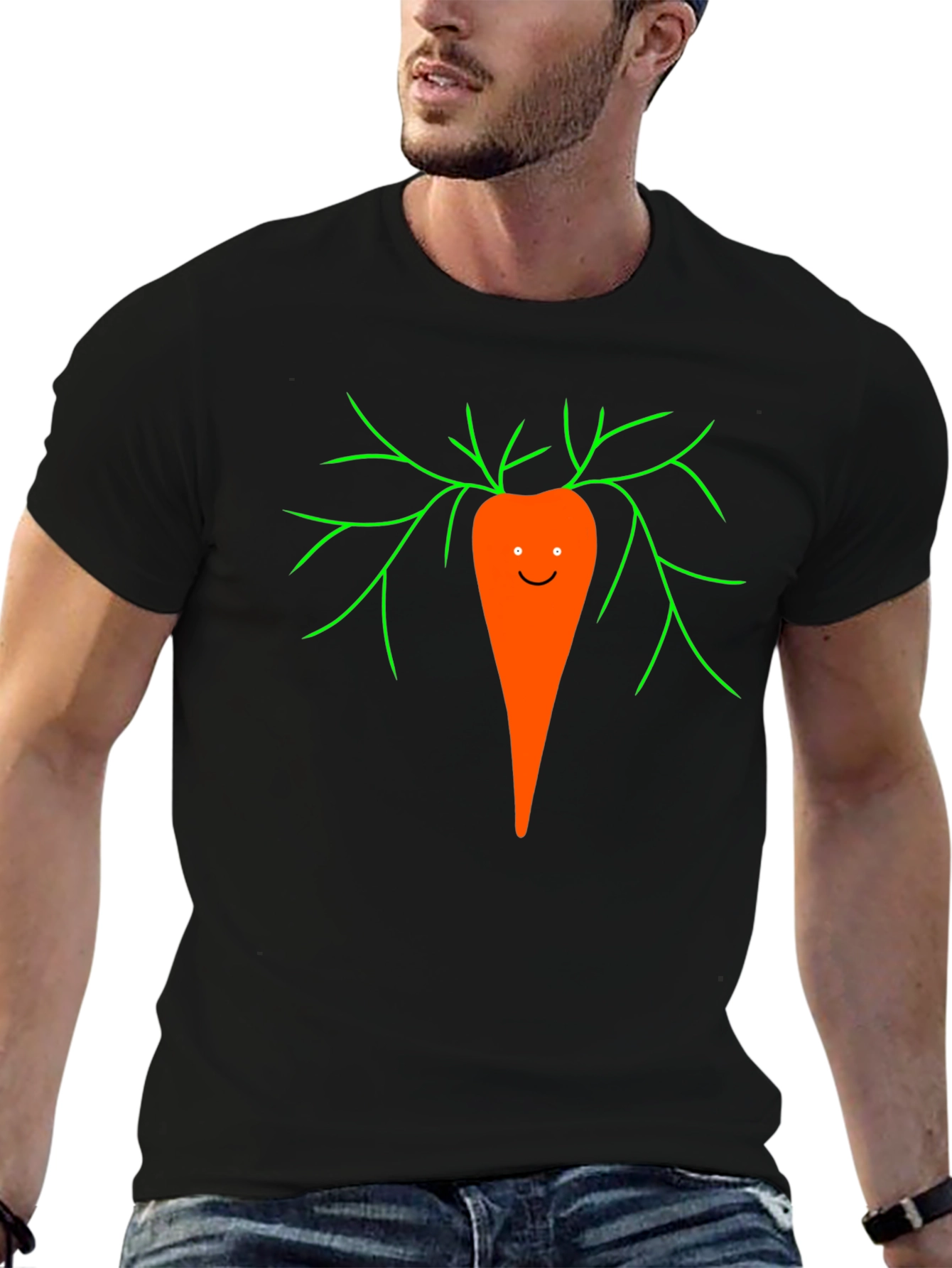 Black Funny Carrot Graphic Tee - Unisex Black T-Shirt view 6