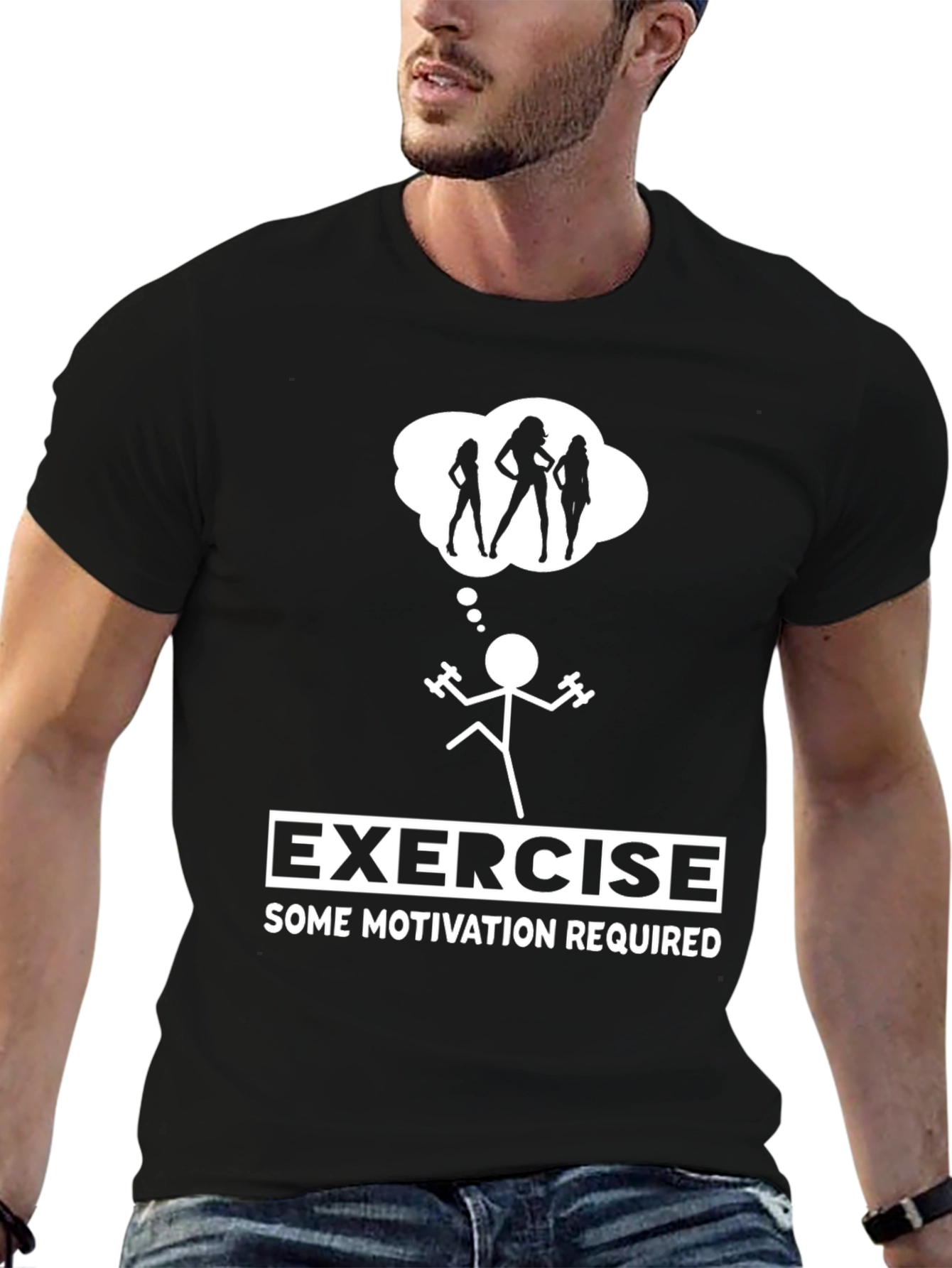 Black Funny Exercise Motivation Graphic T-Shirt view 6