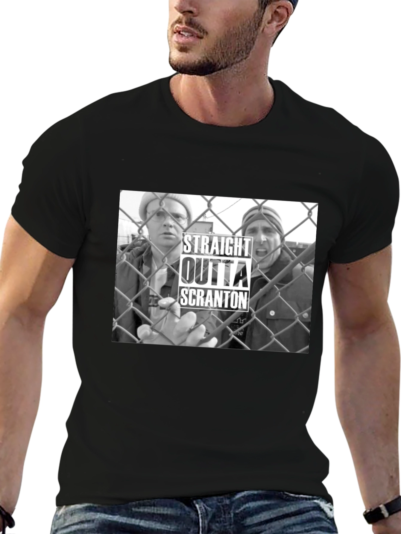 Black Straight Outta Scranton T-Shirt view 6