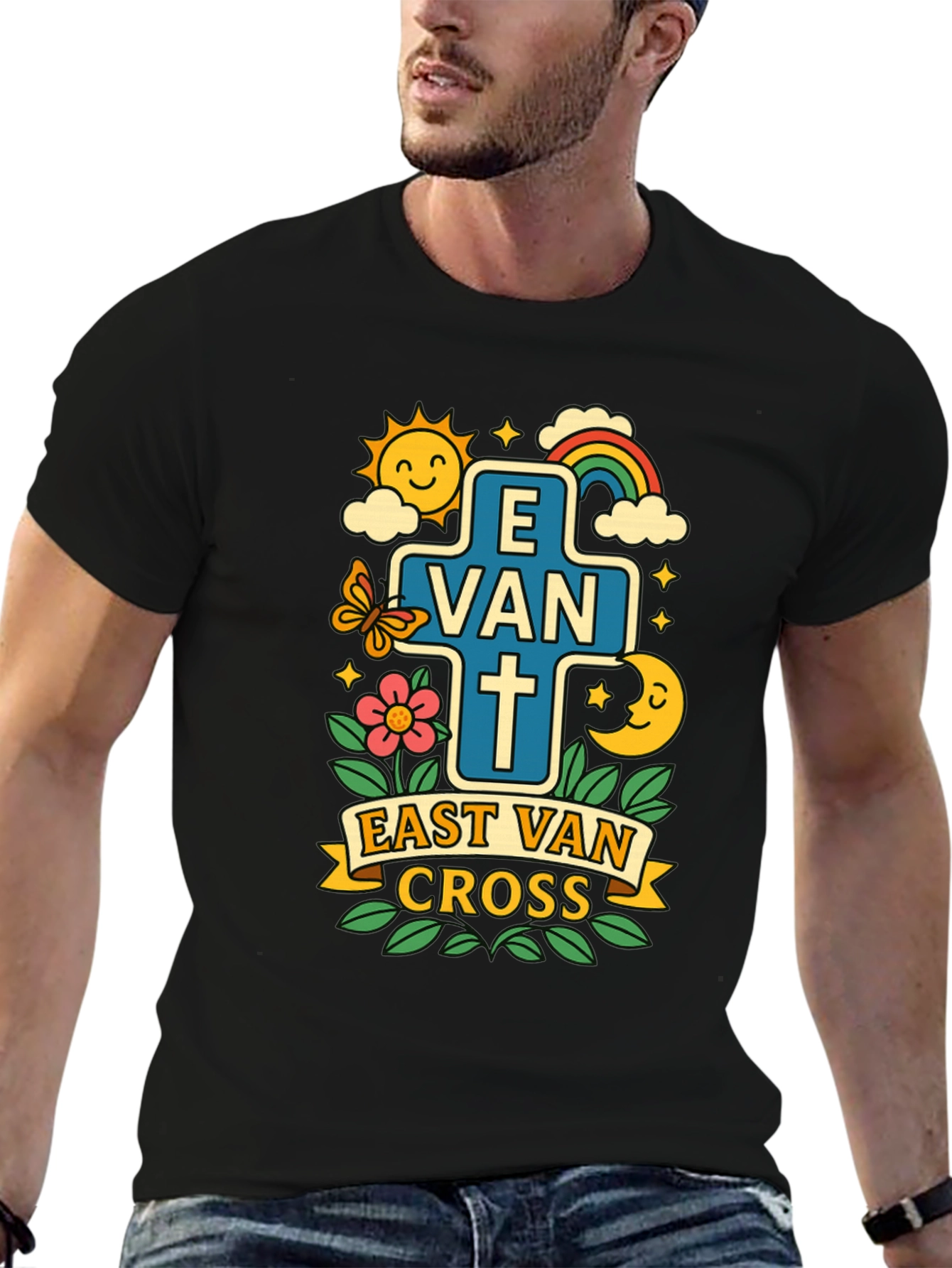Black East Van Cross Graphic T-Shirt view 6
