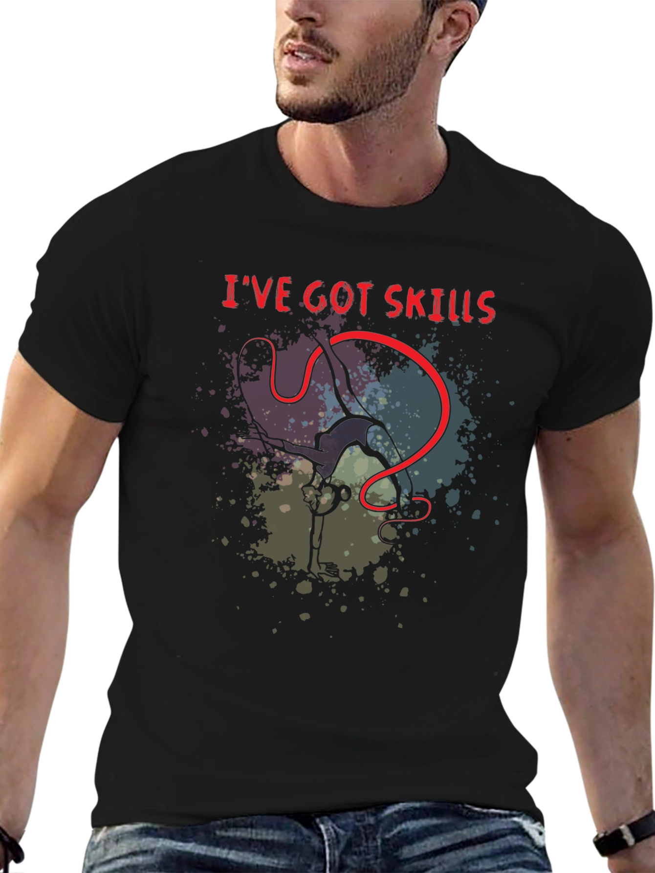 Black I've Got Skills T-Shirt - Unique Fishing Design view 6
