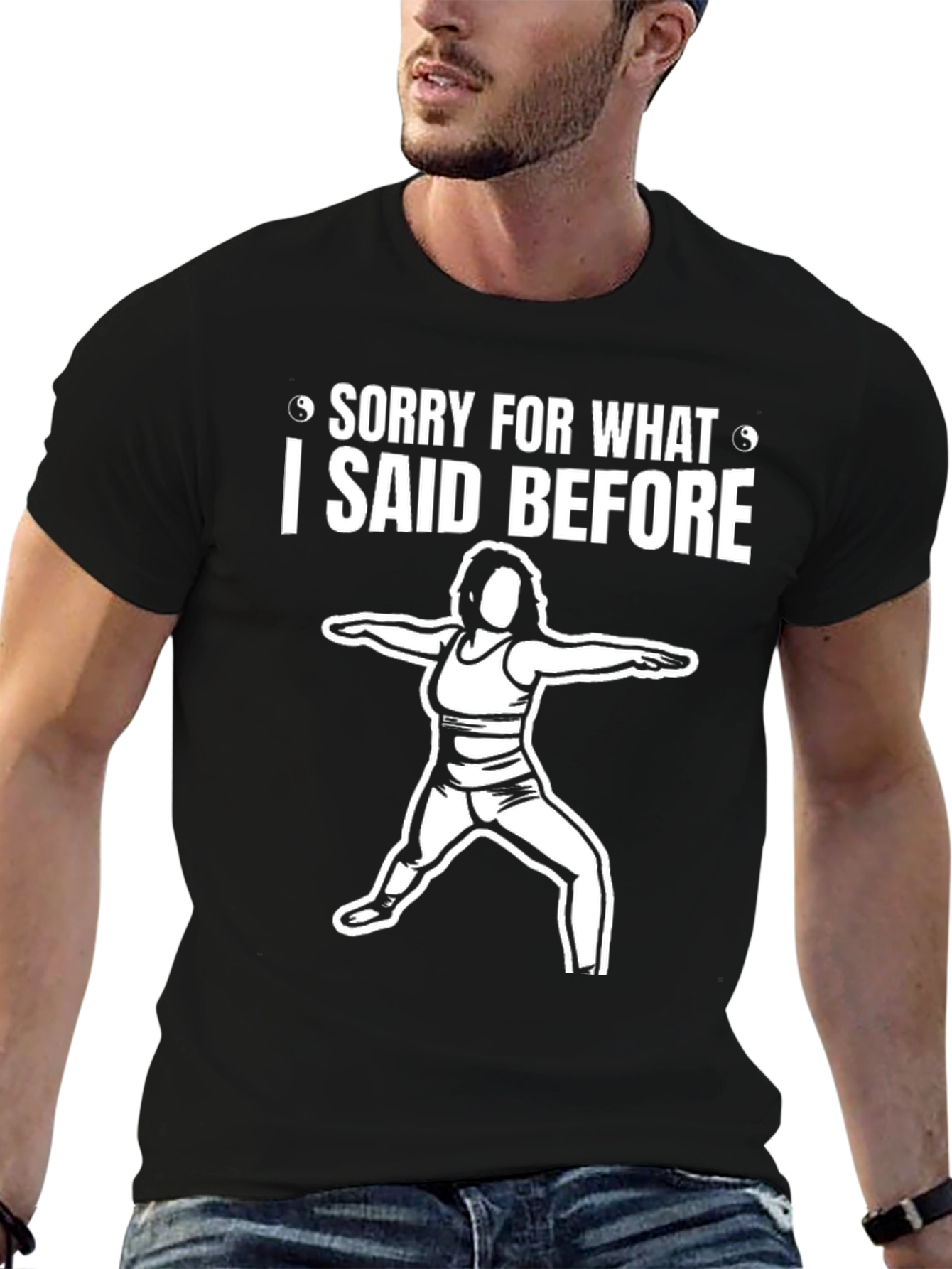 Black Yoga Lover's Funny Graphic T-Shirt view 6