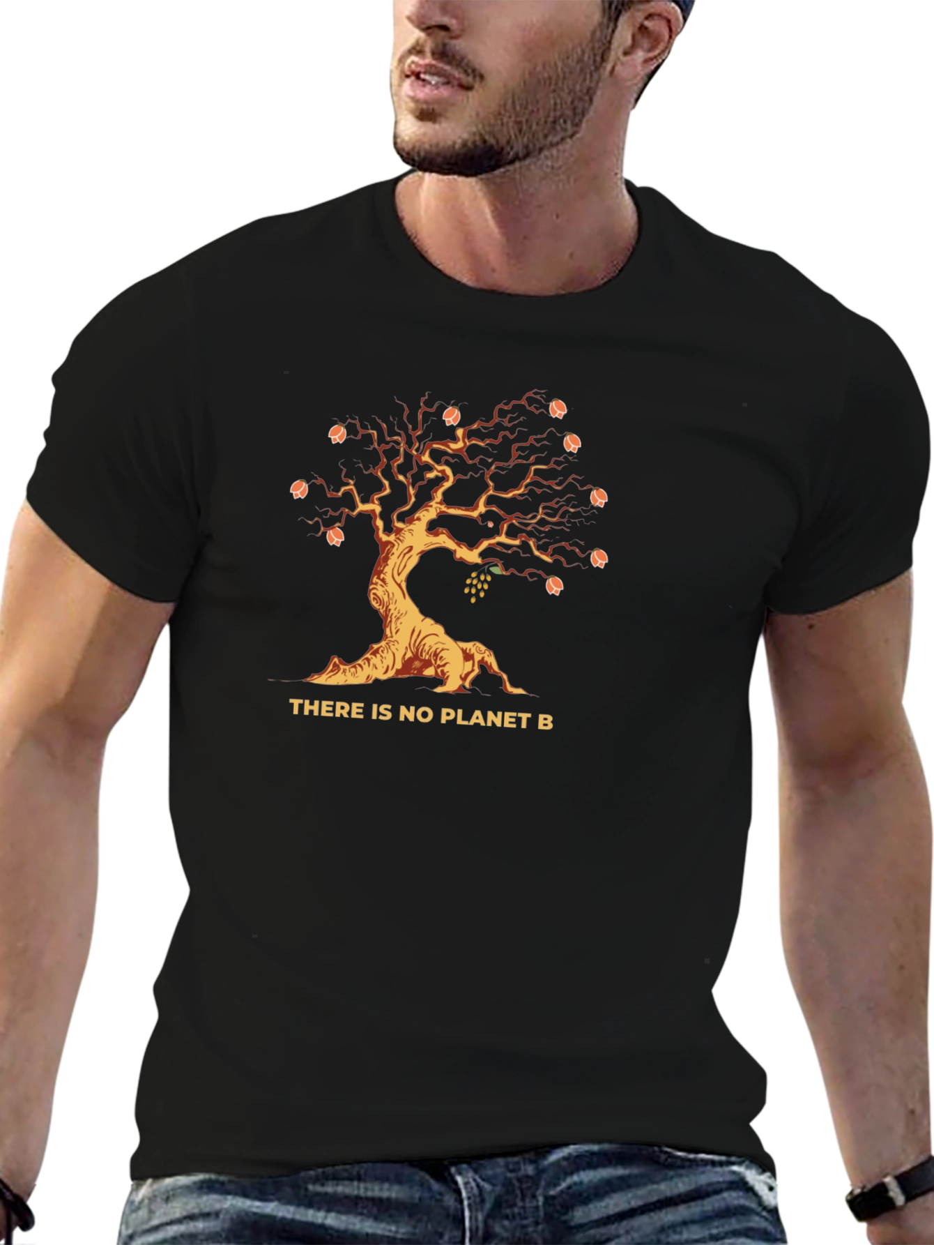 Black Planet B T-Shirt - Black, Unique Graphic Tee view 6