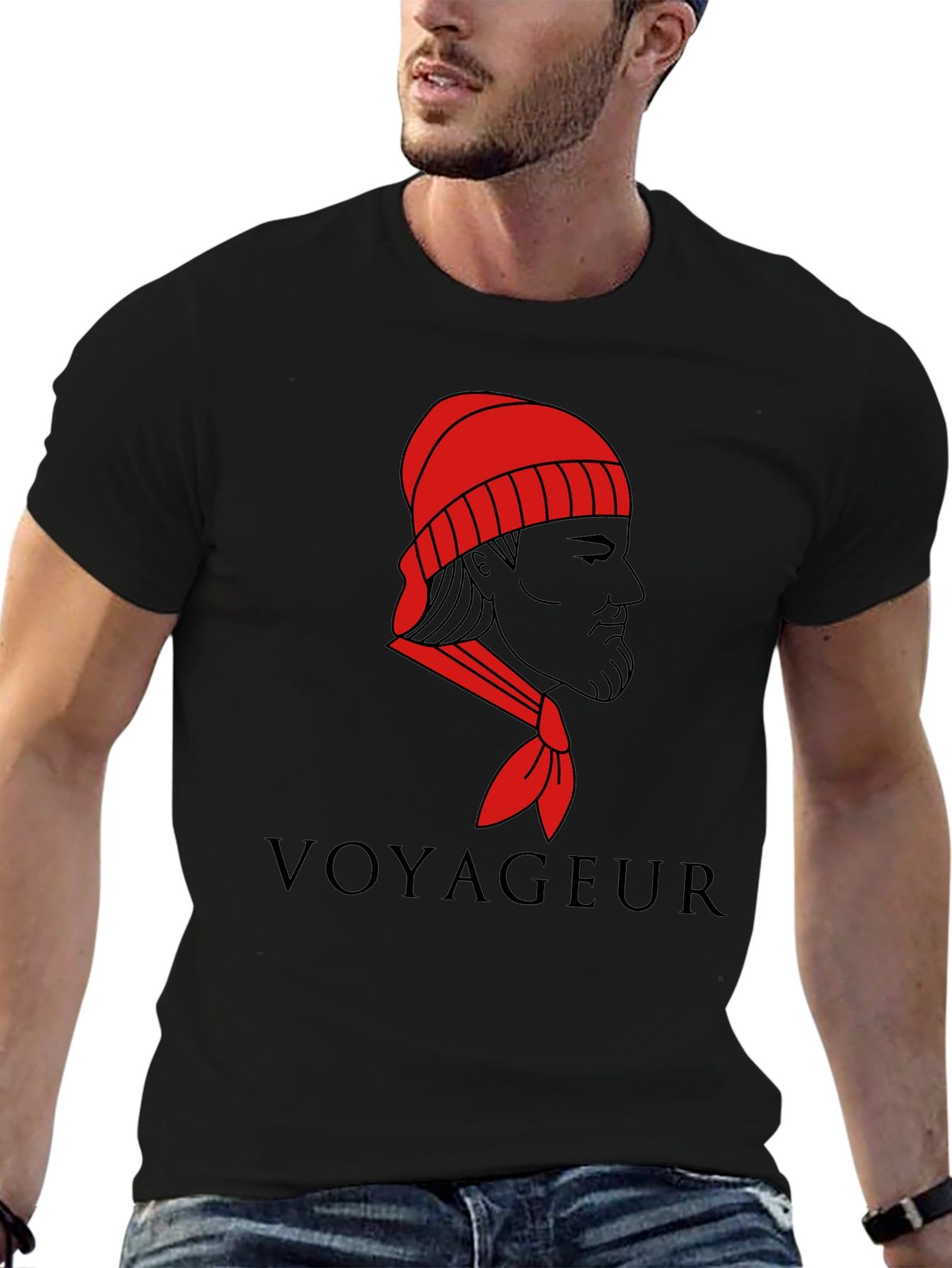 Black Voyageur Graphic T-Shirt - Black Crew Neck Tee view 6