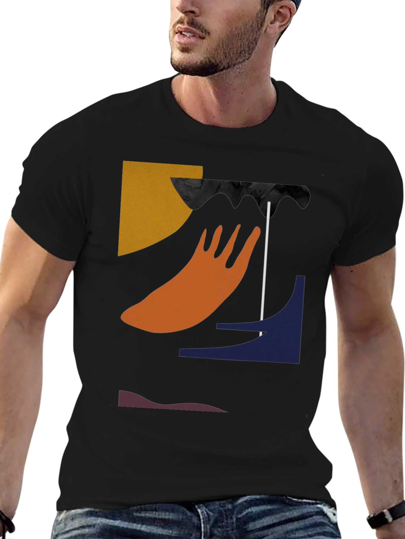 Black Abstract Graphic Black T-Shirt view 6