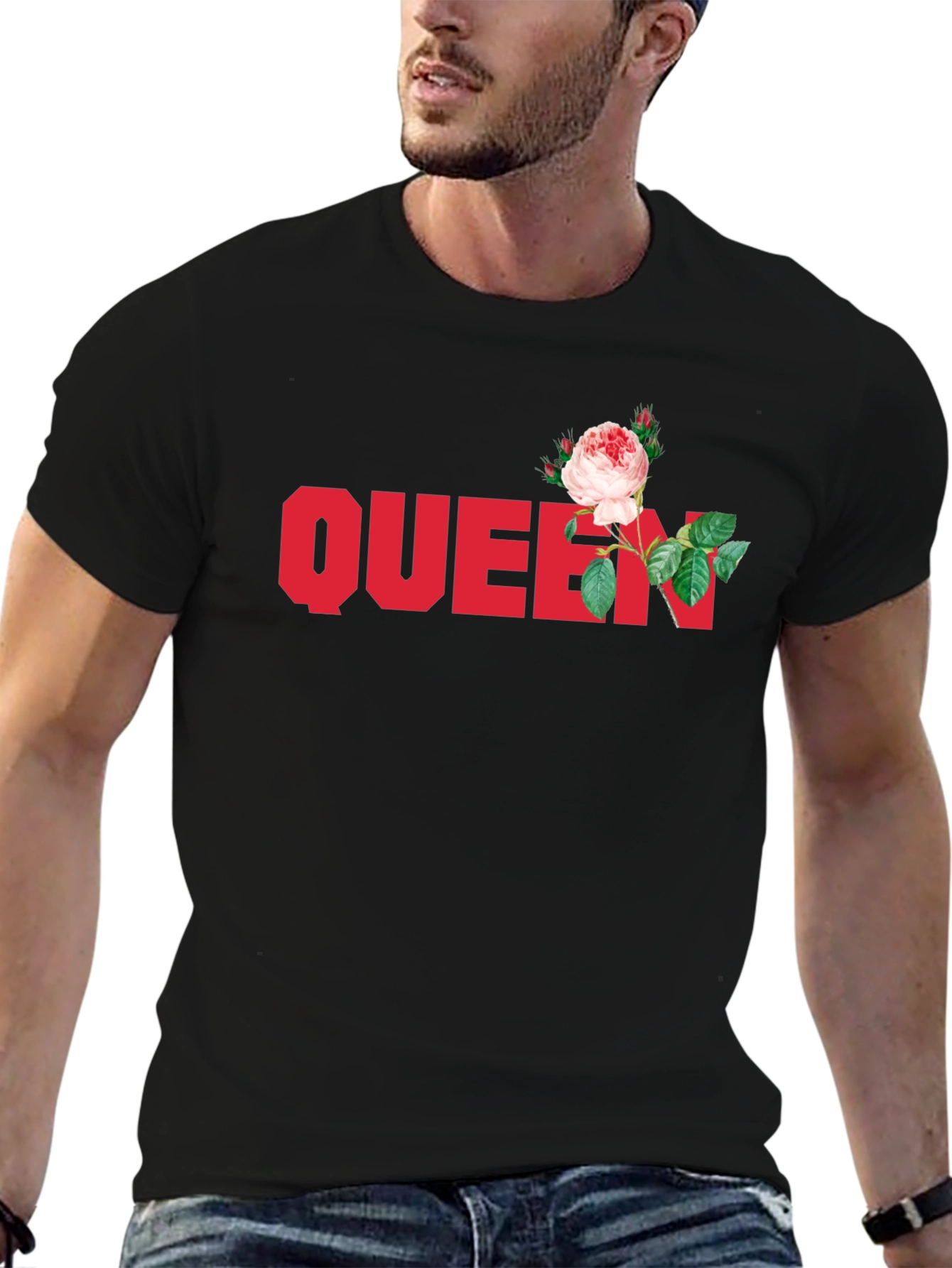 Black Queen Rose Graphic Tee - Stylish Black T-Shirt view 6