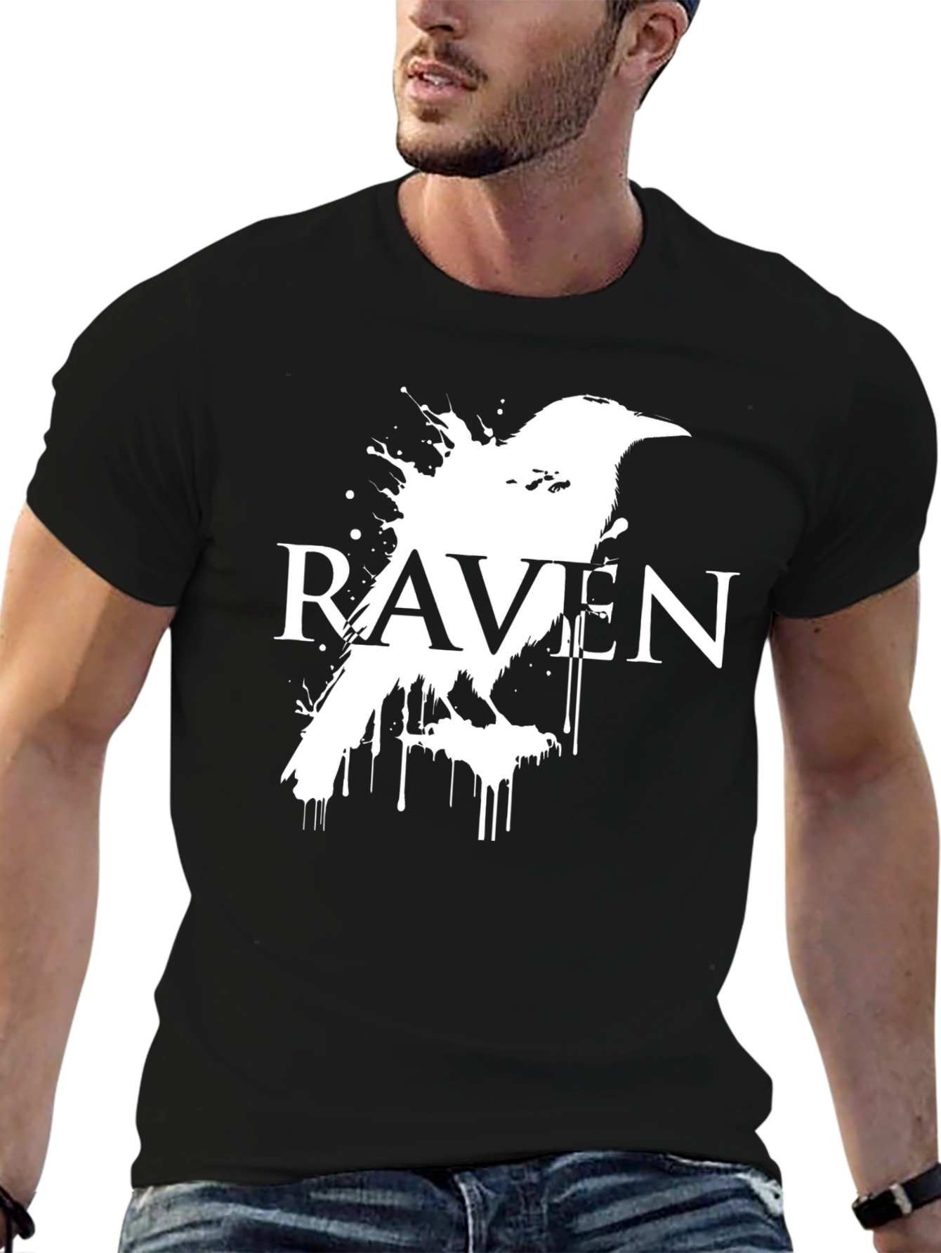 Black Raven Graphic Tee - Dark Bird Design view 6