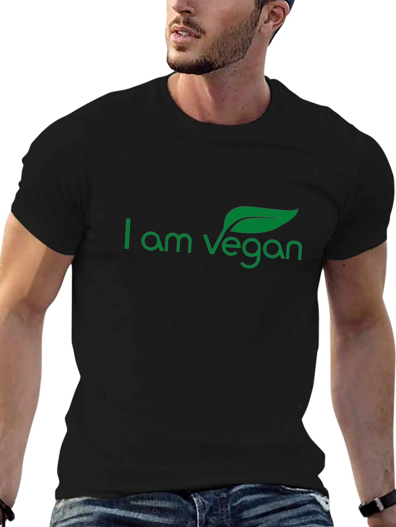 Black I Am Vegan Graphic Tee - Soft Cotton view 6
