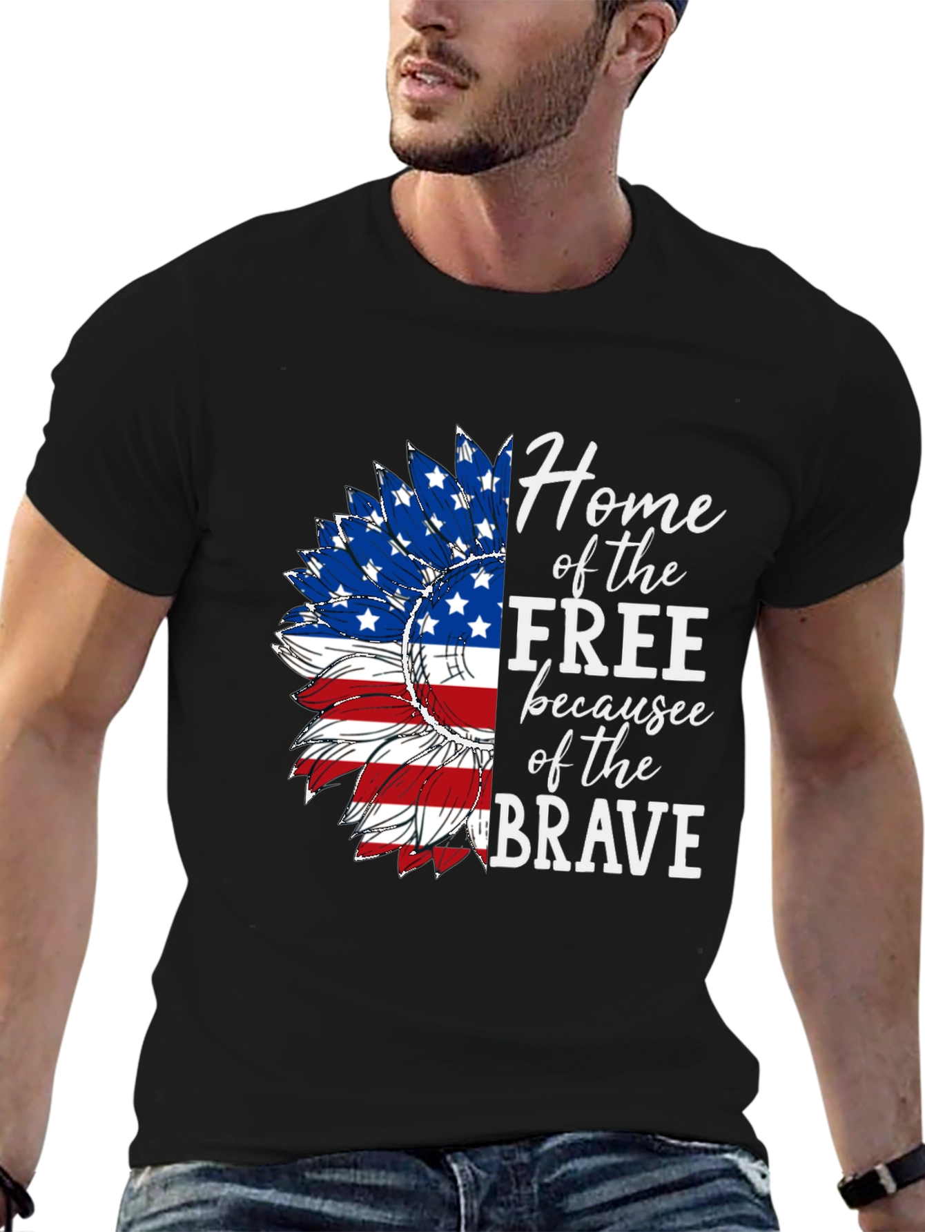 Black Patriotic Sunflower Graphic Tee - Home of the Free view 6