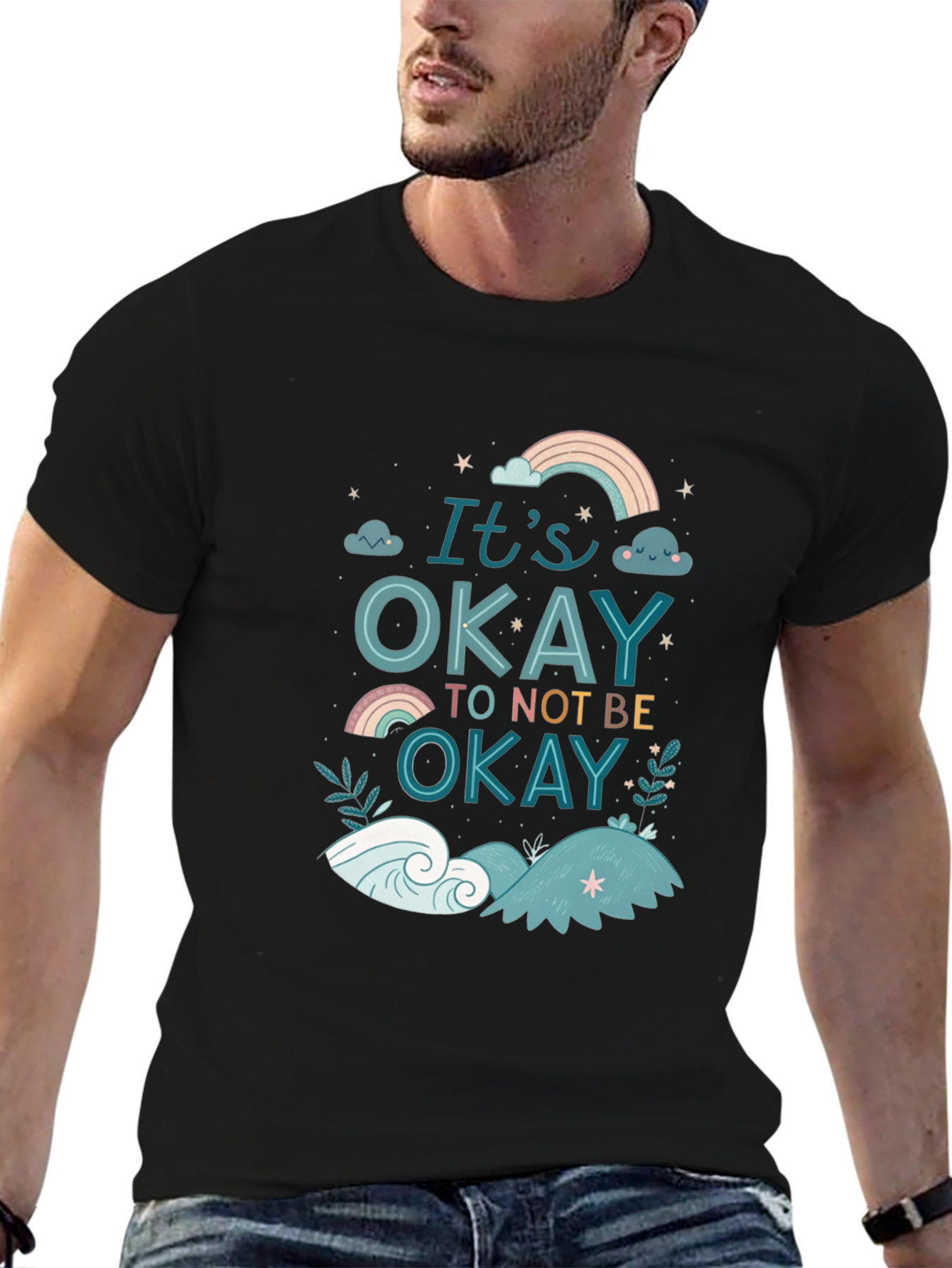 Black It's Okay To Not Be Okay Graphic Tee view 6