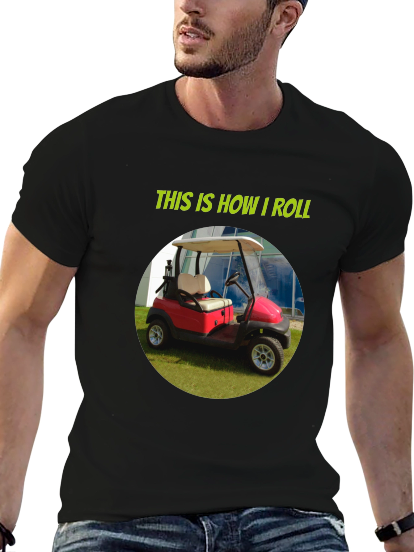 Black This is How I Roll Golf Cart T-Shirt view 6