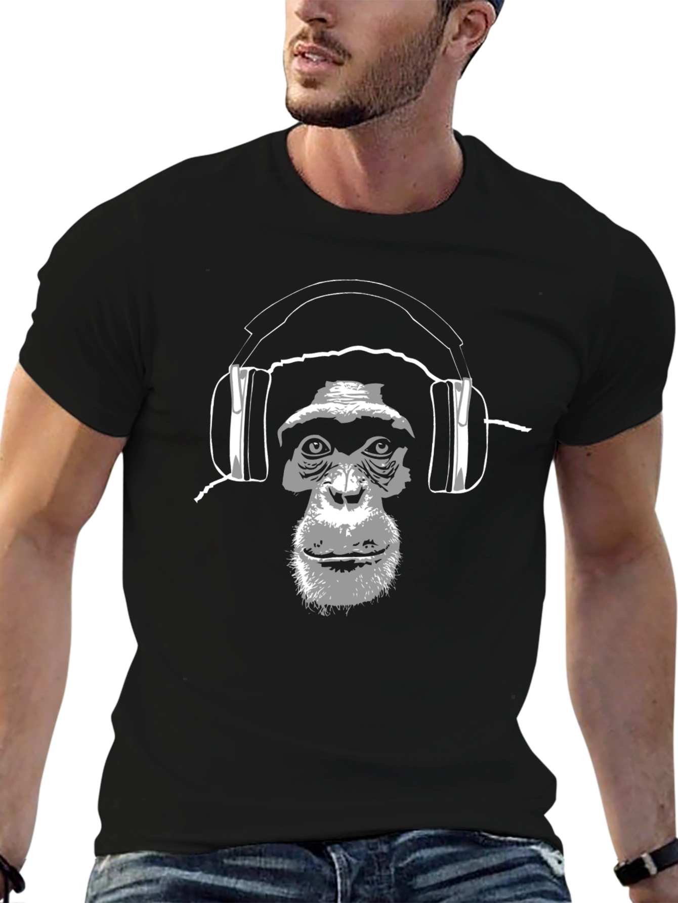 Black Cool Ape DJ Black T-Shirt view 6