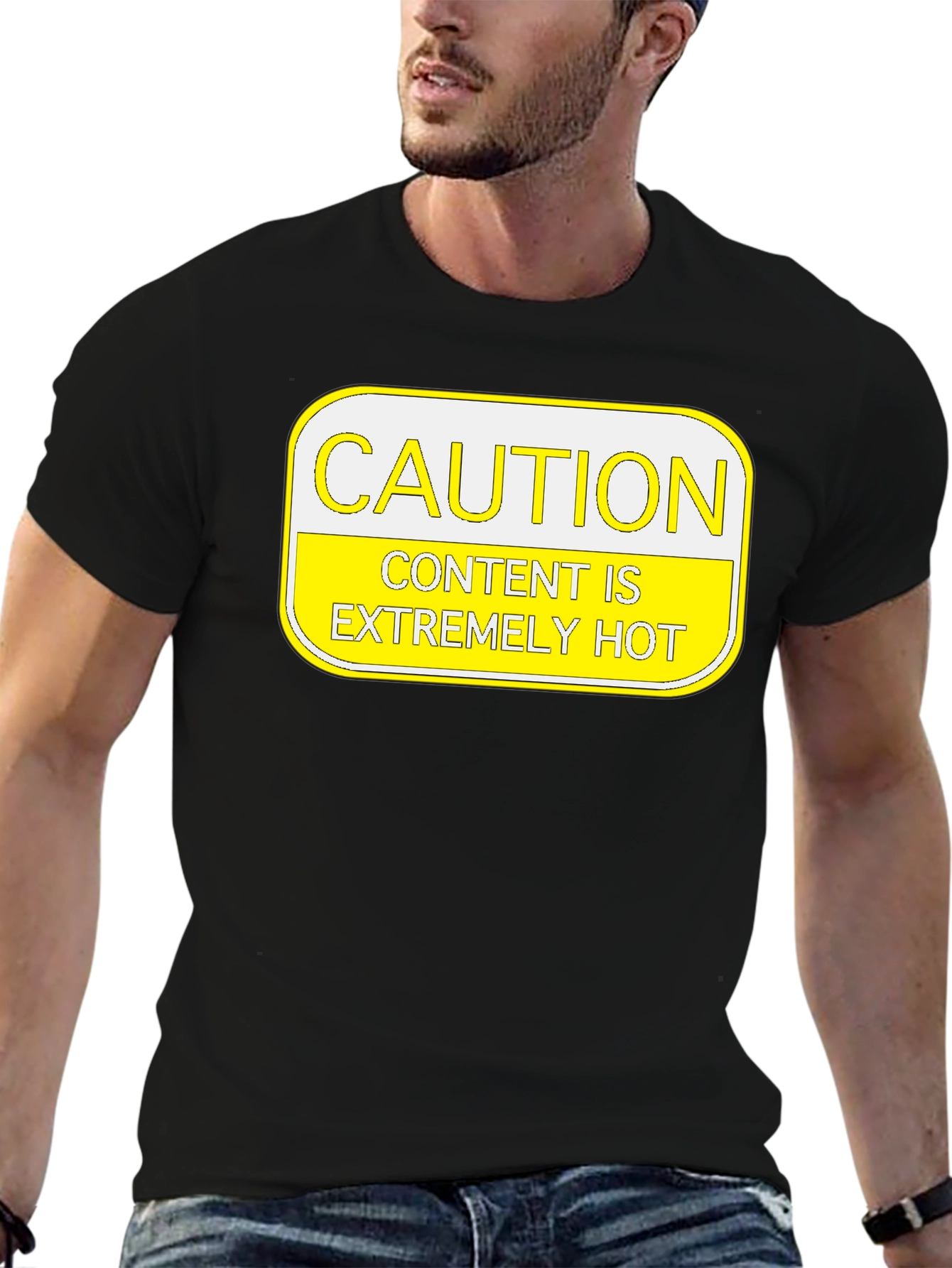 Black Caution: Content Is Extremely Hot T-Shirt view 6