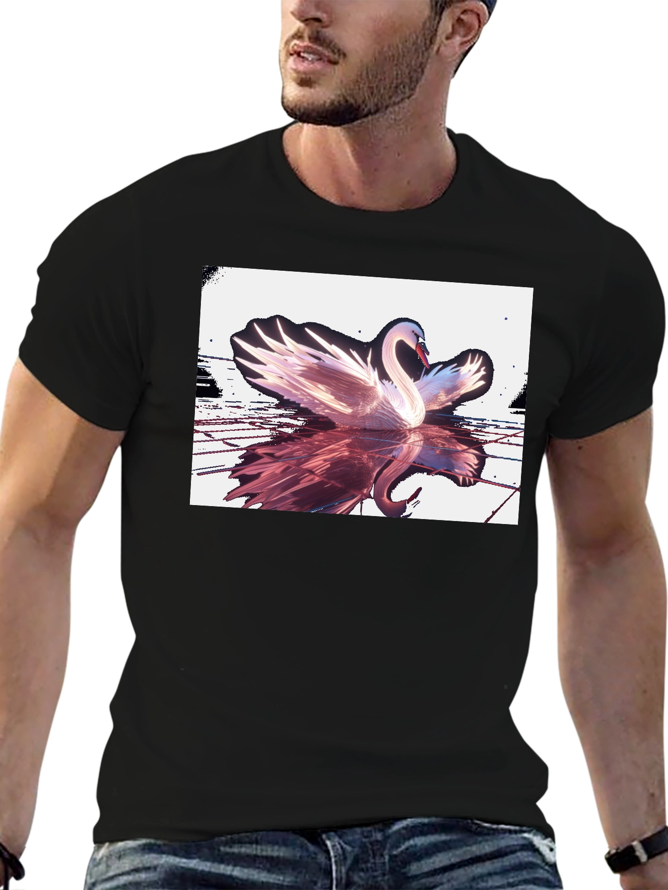 Black Swan Reflection Graphic Tee - Black view 6