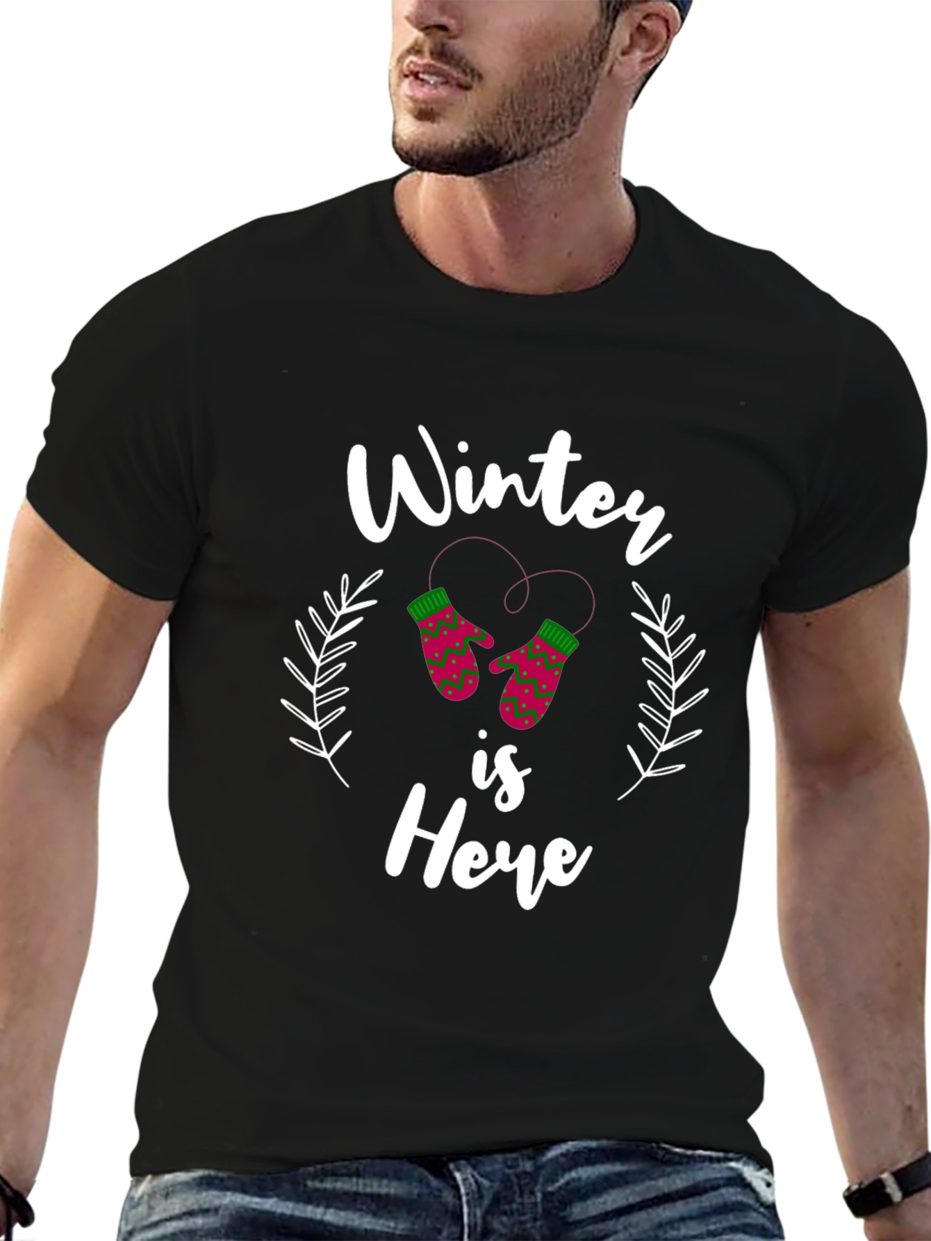 Black Winter is Here Holiday Graphic T-Shirt view 6