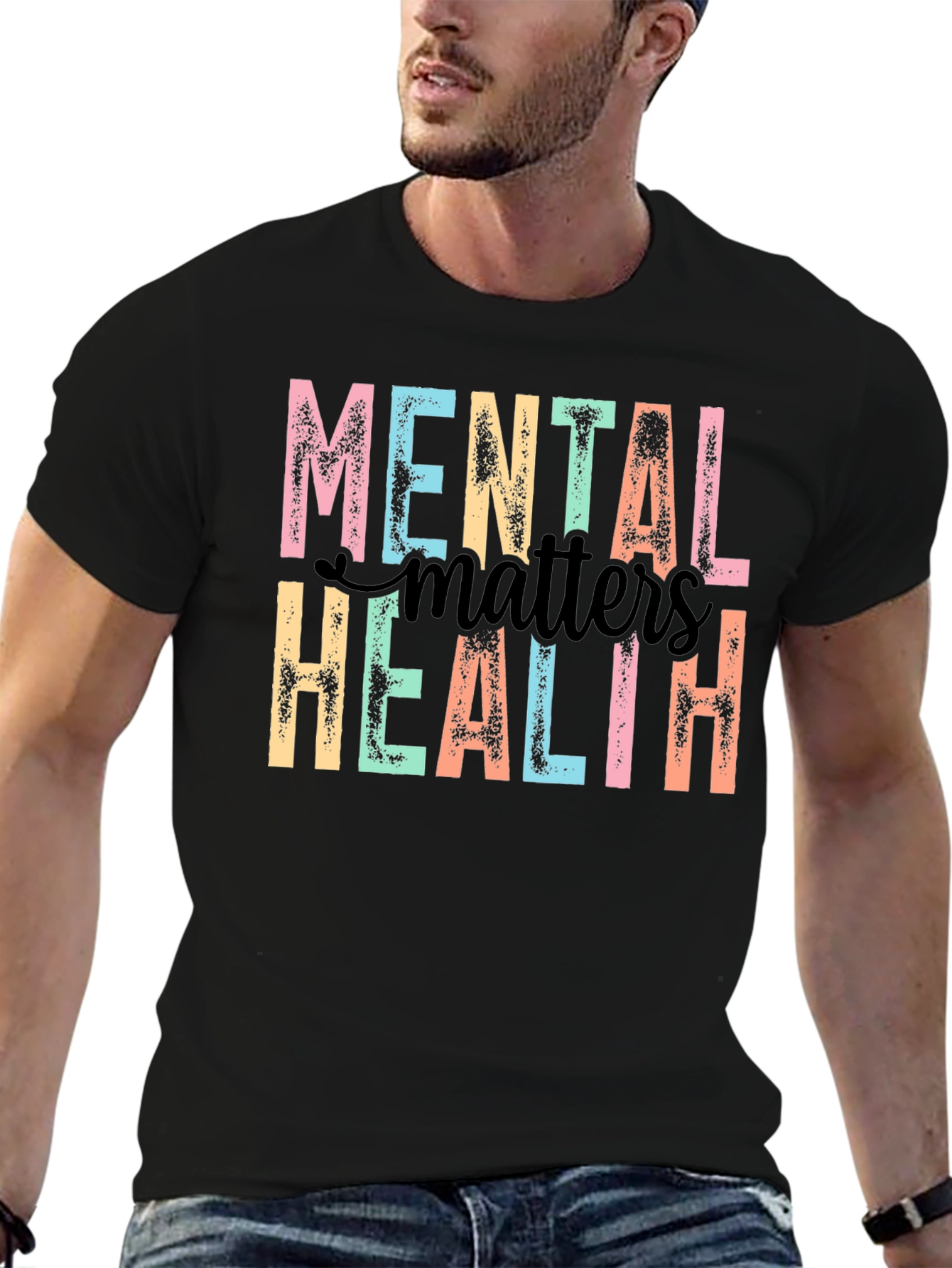 Black Mental Health Matters Graphic Tee - Black view 6