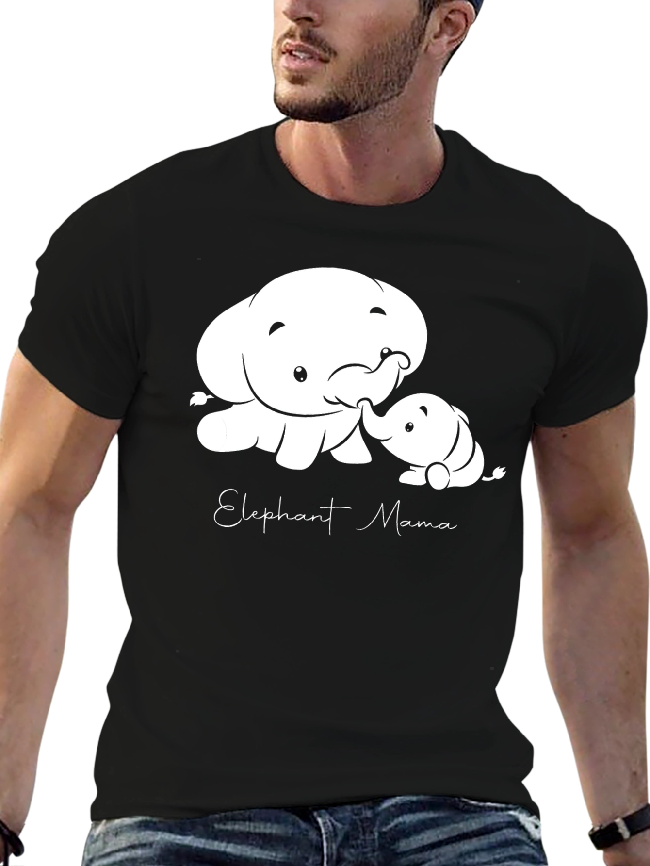 Black Elephant Mama Graphic T-Shirt view 6