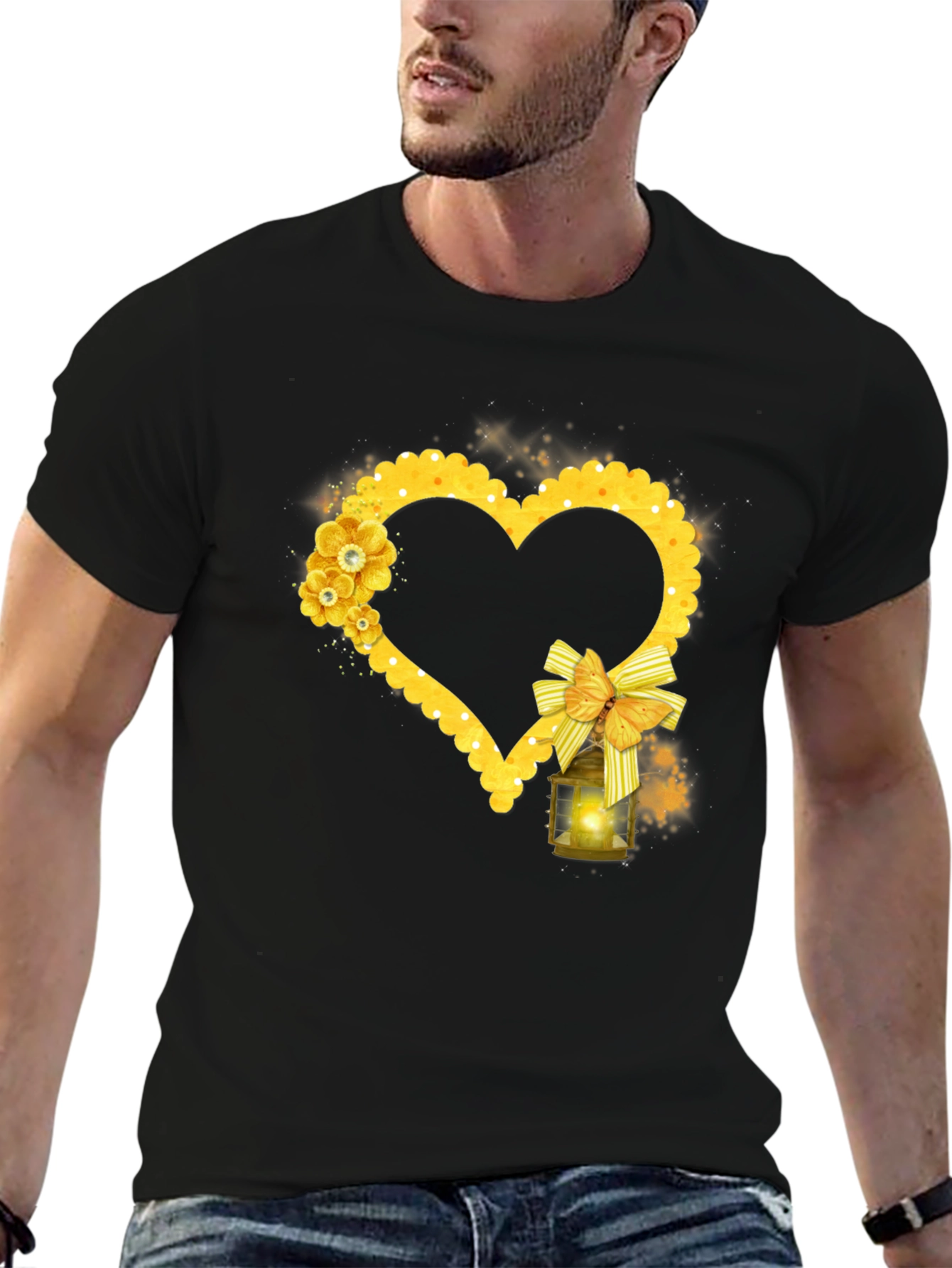 Black Heart Lantern Graphic Tee - Black view 6