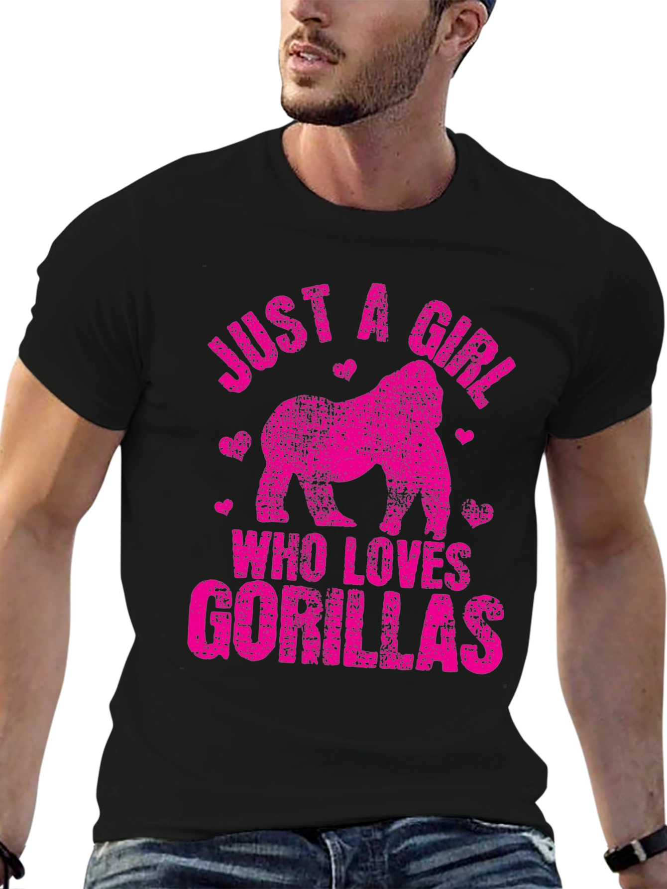 Black Gorilla Lover T-Shirt - Just a Girl Who Loves Gorillas! view 6