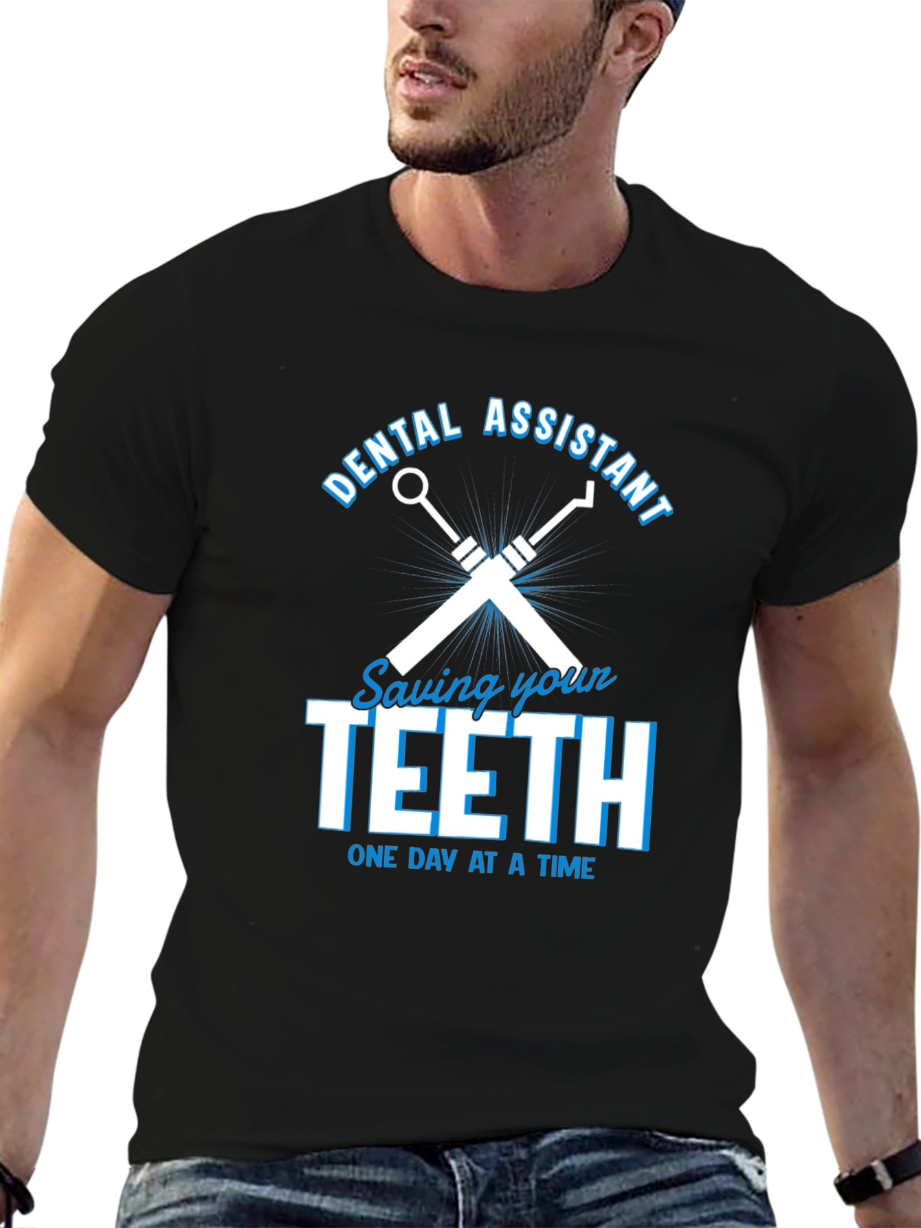 Black Dental Assistant T-Shirt - Saving Your Teeth view 6