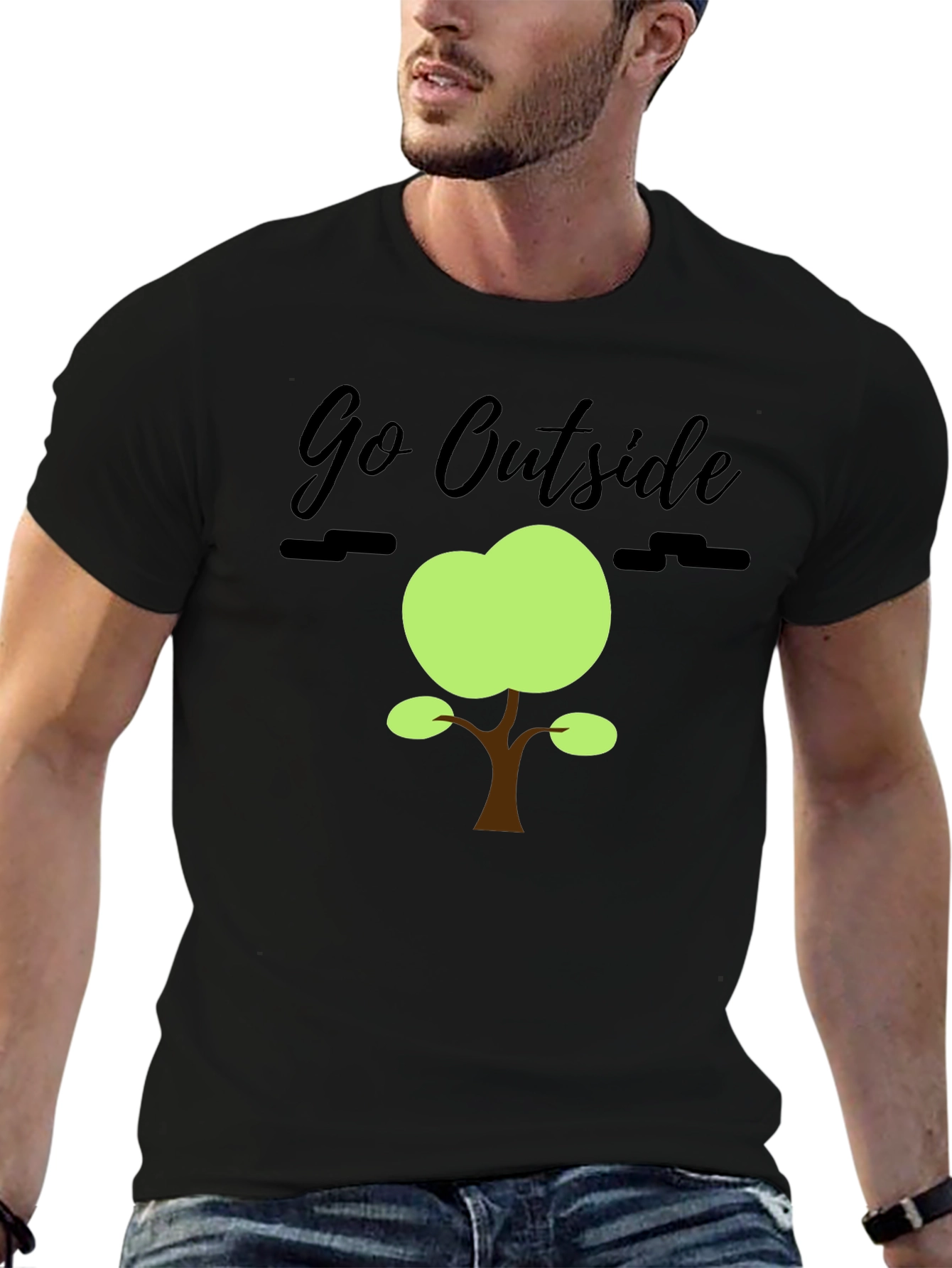Black Go Outside Graphic Tee - Nature Inspired T-Shirt view 6