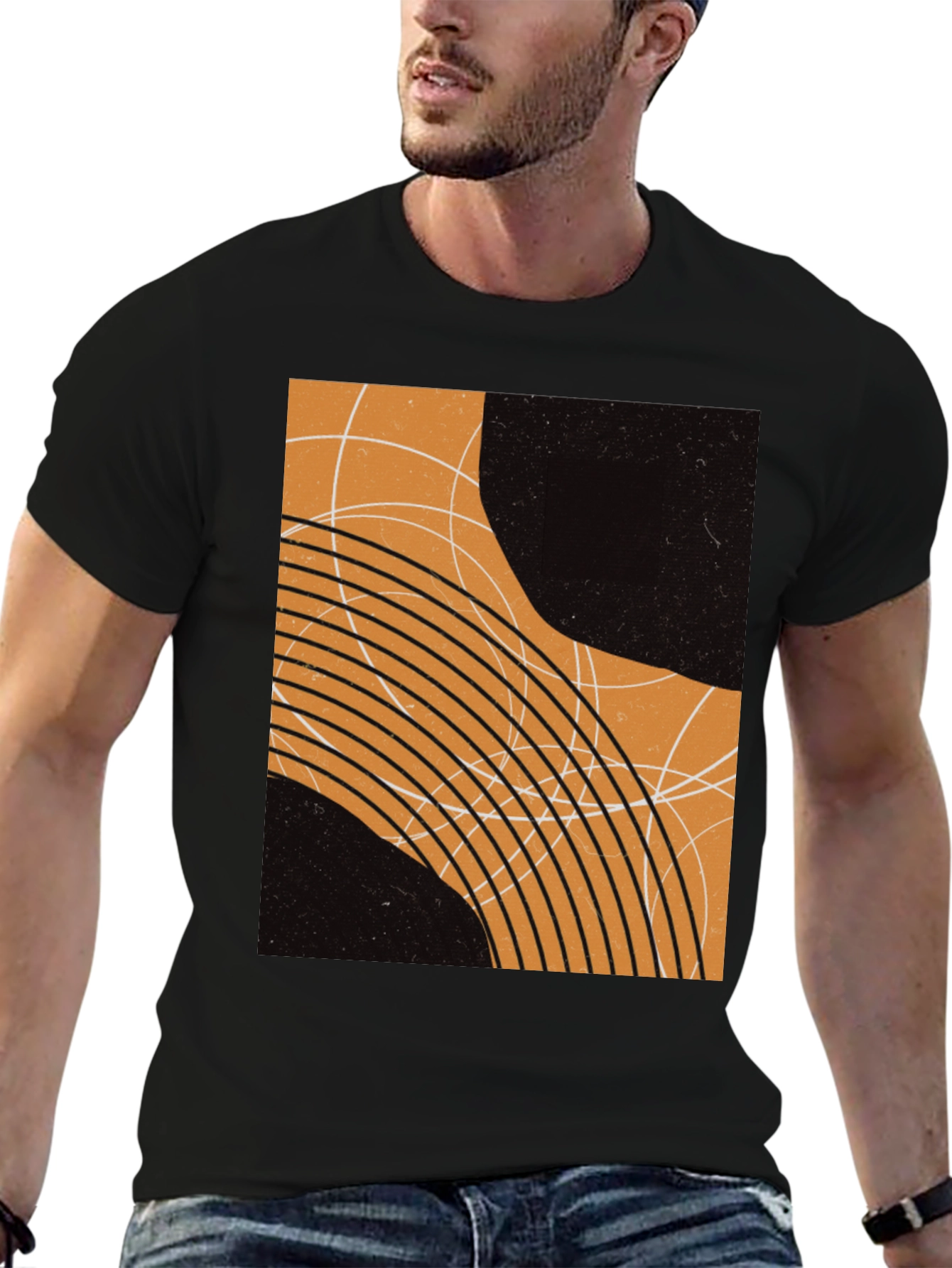 Black Abstract Graphic Print Black T-Shirt view 6