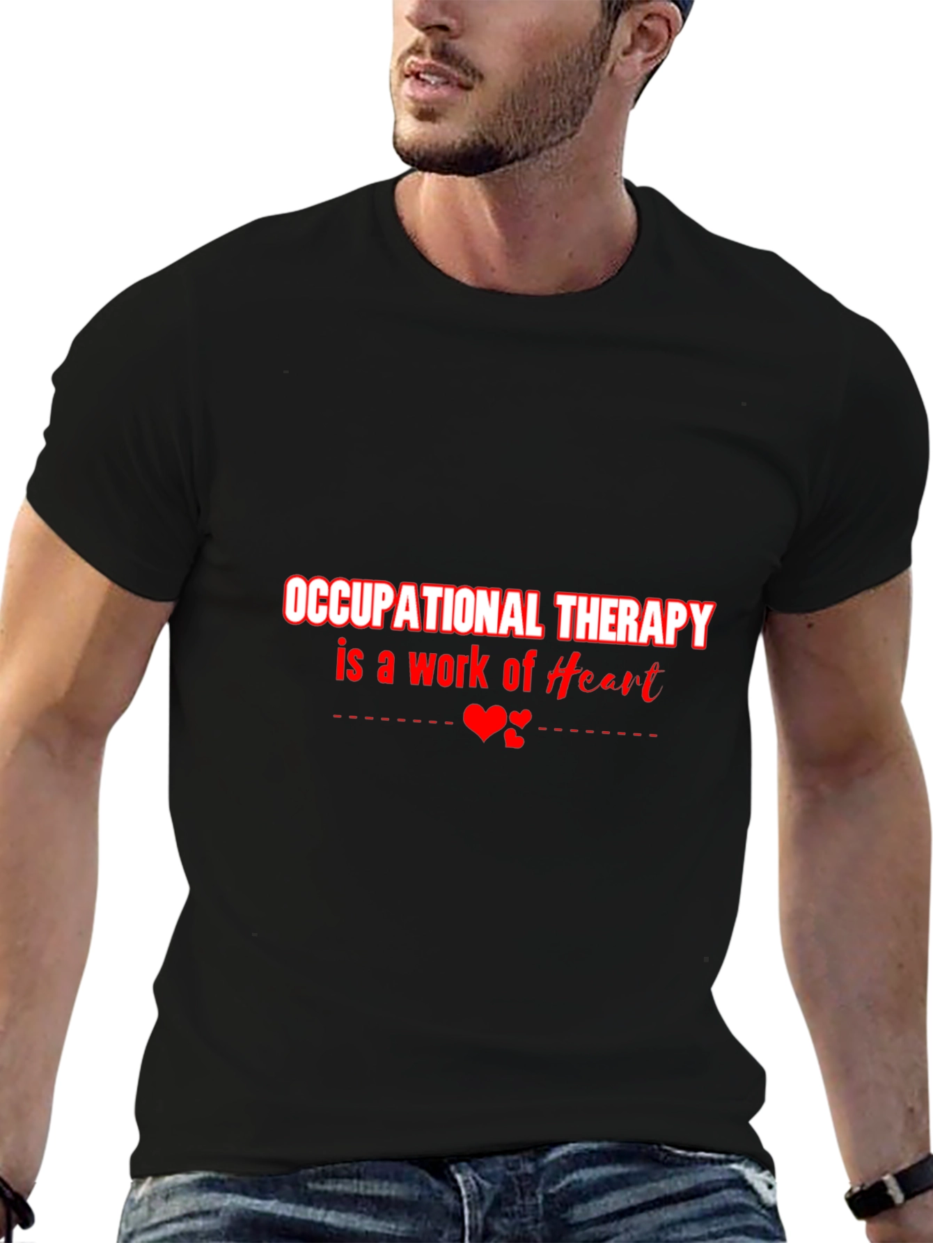 Black Occupational Therapy Heart T-Shirt view 6