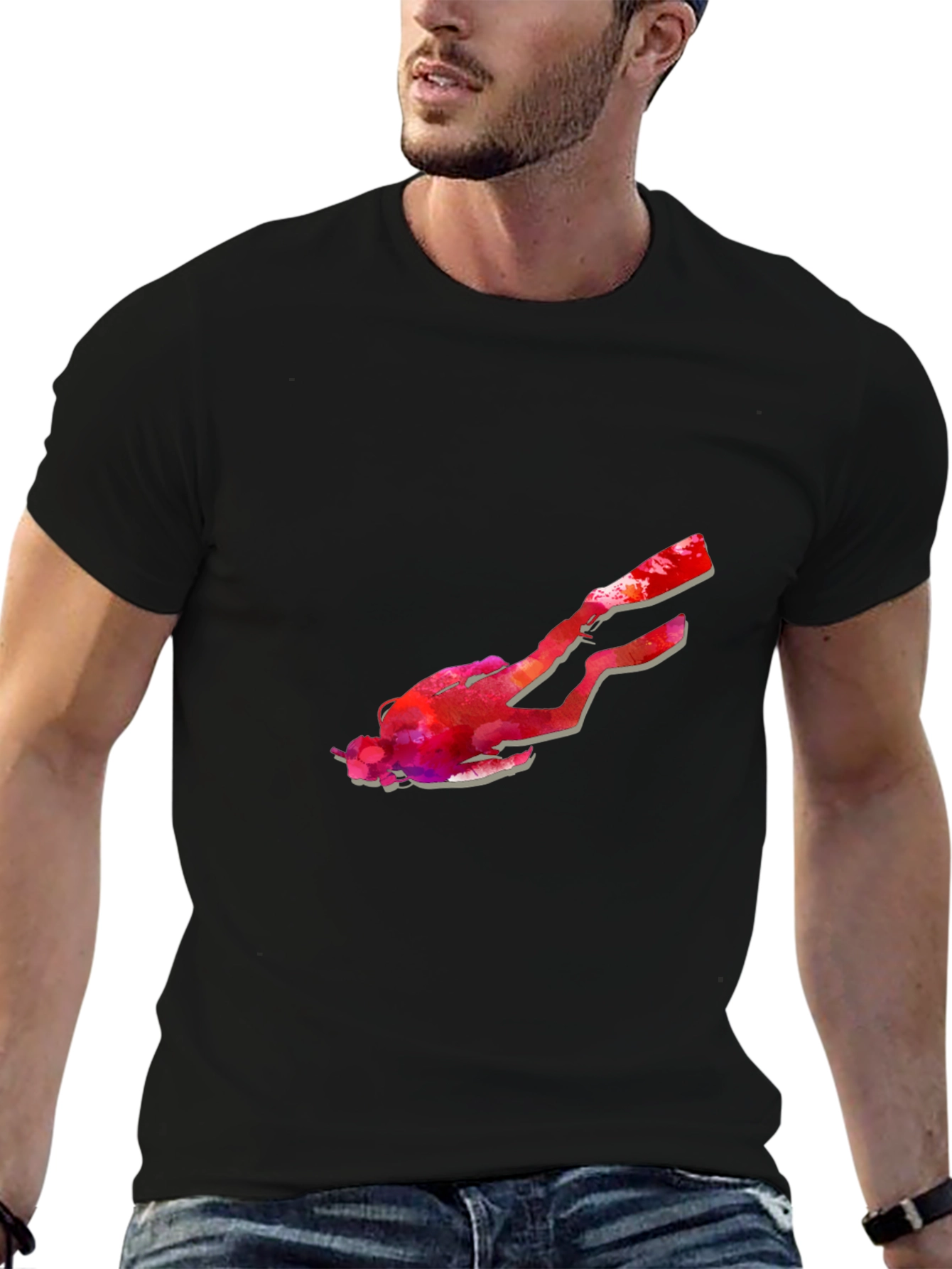 Black Diver Graphic Black T-Shirt view 6