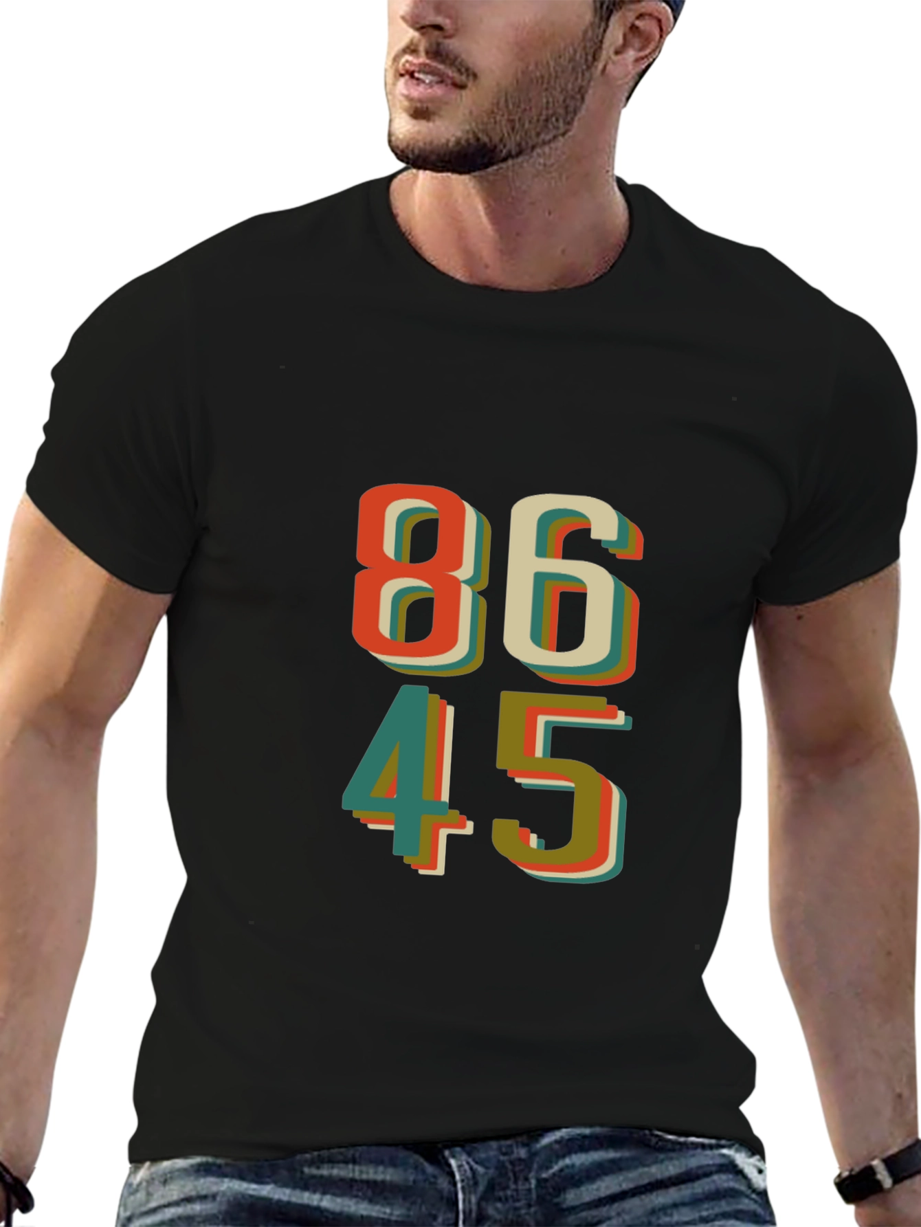 Black 86 45 Graphic T-Shirt - Retro Design view 6