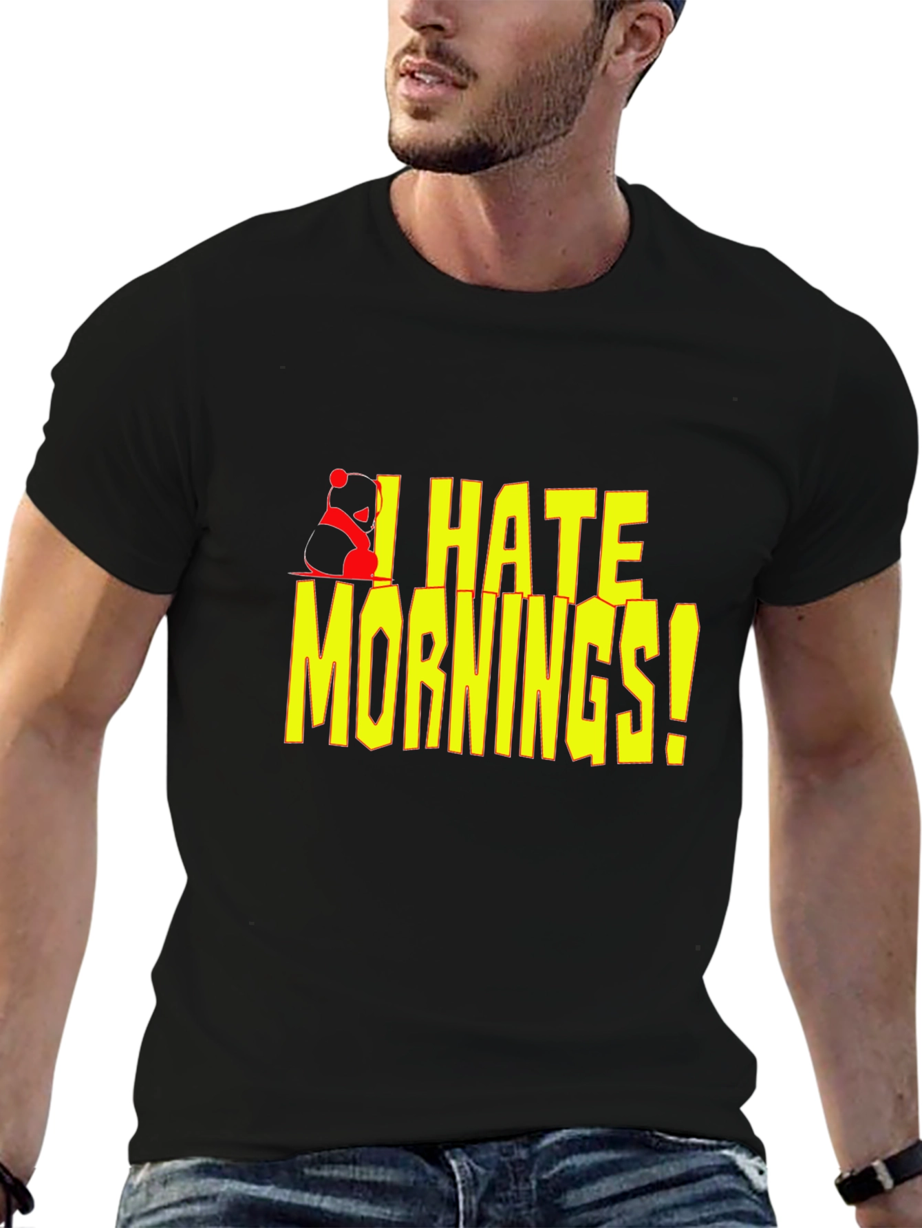 Black I Hate Mornings! Graphic T-Shirt view 6