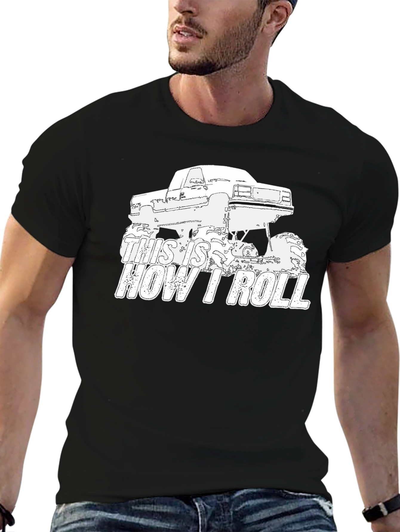 Black This Is How I Roll Monster Truck Graphic Tee view 6